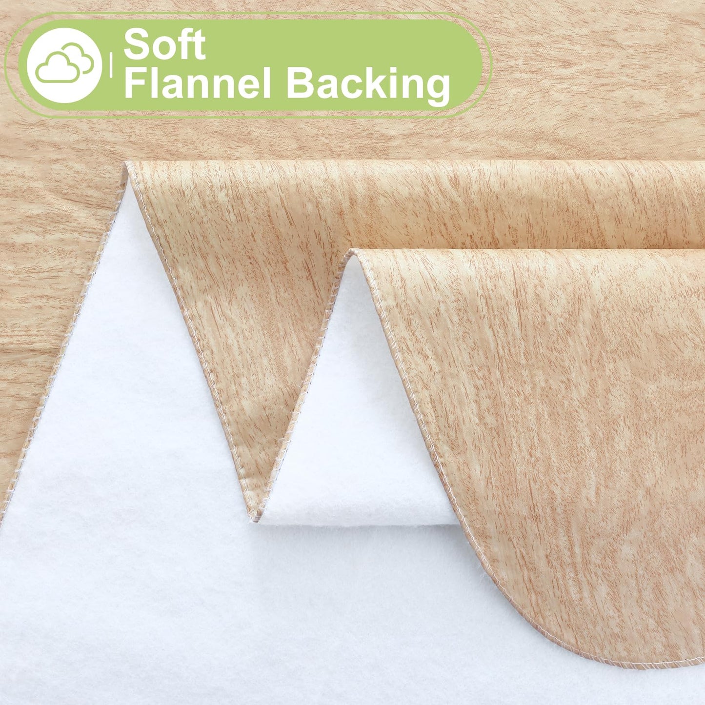 Smiry Rectangle Table Cloth, Waterproof Vinyl Tablecloths with Flannel Backing, Wipeable Spillproof Plastic Wood Grain Table Cover for Dining, Indoor and Outdoor (Beige, 60 "x 84")