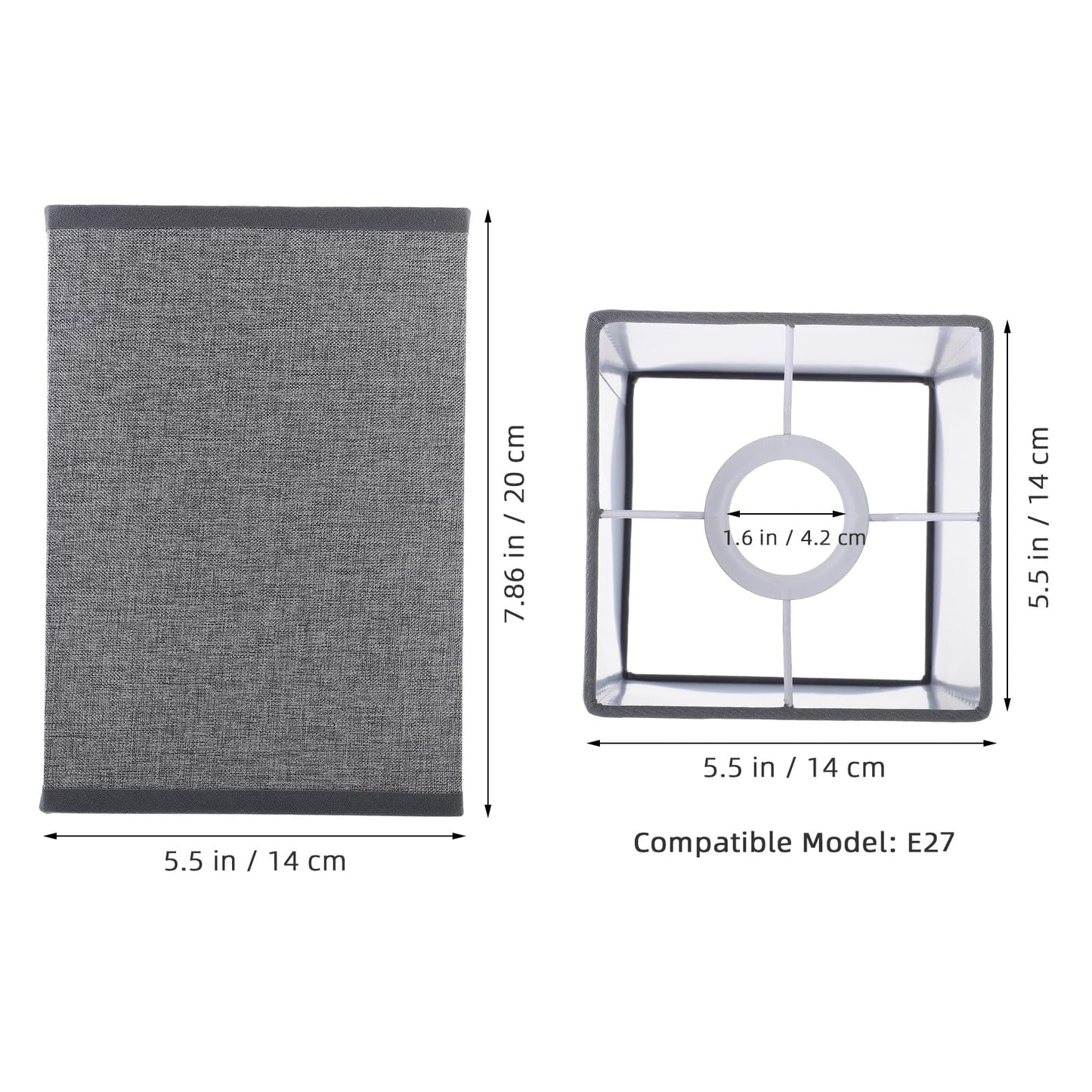 Baluue Square Lamp Shade 7.87X5.51X5.51 Inch Linen Light Cover for Floor and Table Lamps Soft Diffused Lighting Eye Protection Bedroom Living Room