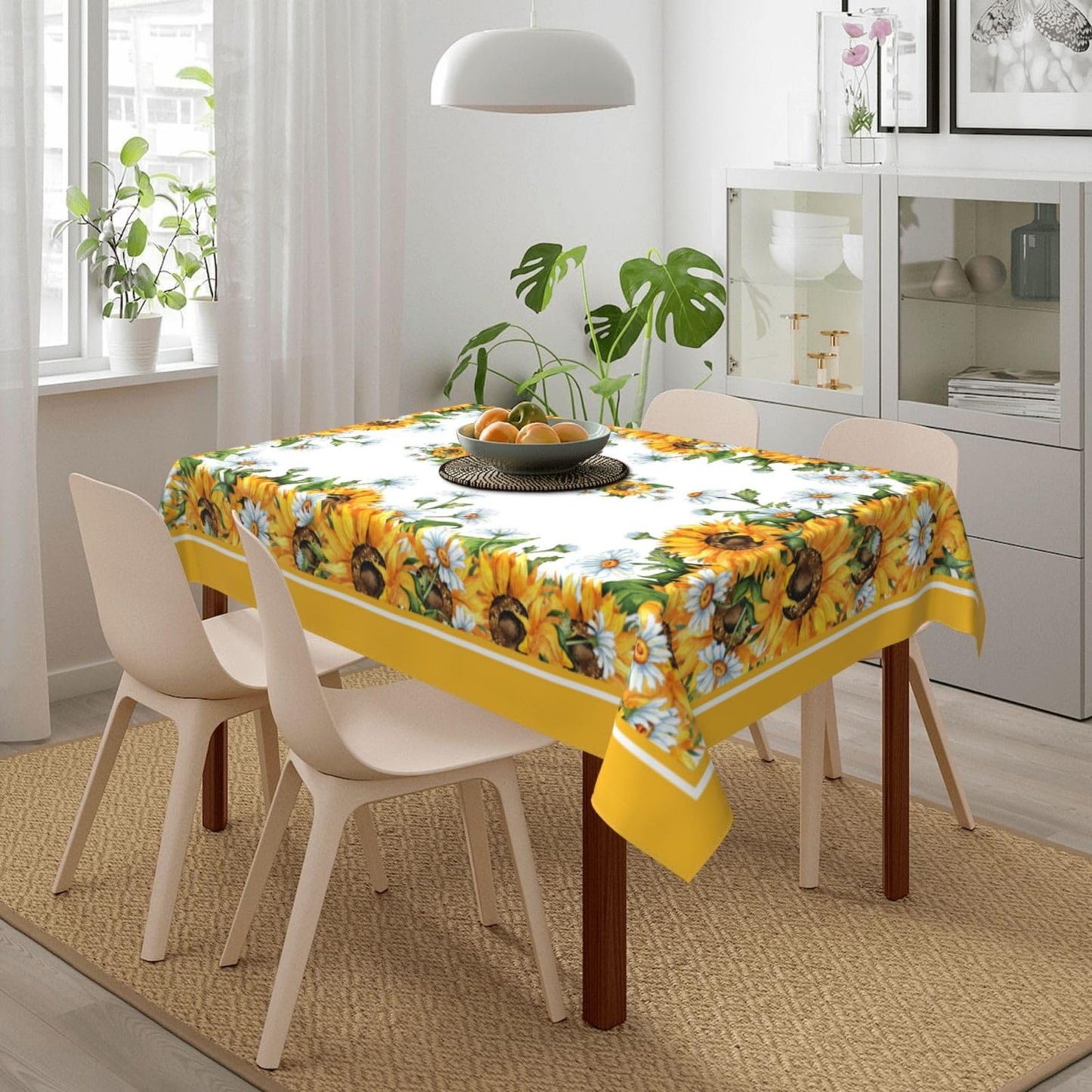 mutakin Sunflower Rectangle Tablecloth Washable Table Cloth 60x90 Inch Table Cover Waterproof for Decoration Kitchen Dining Room