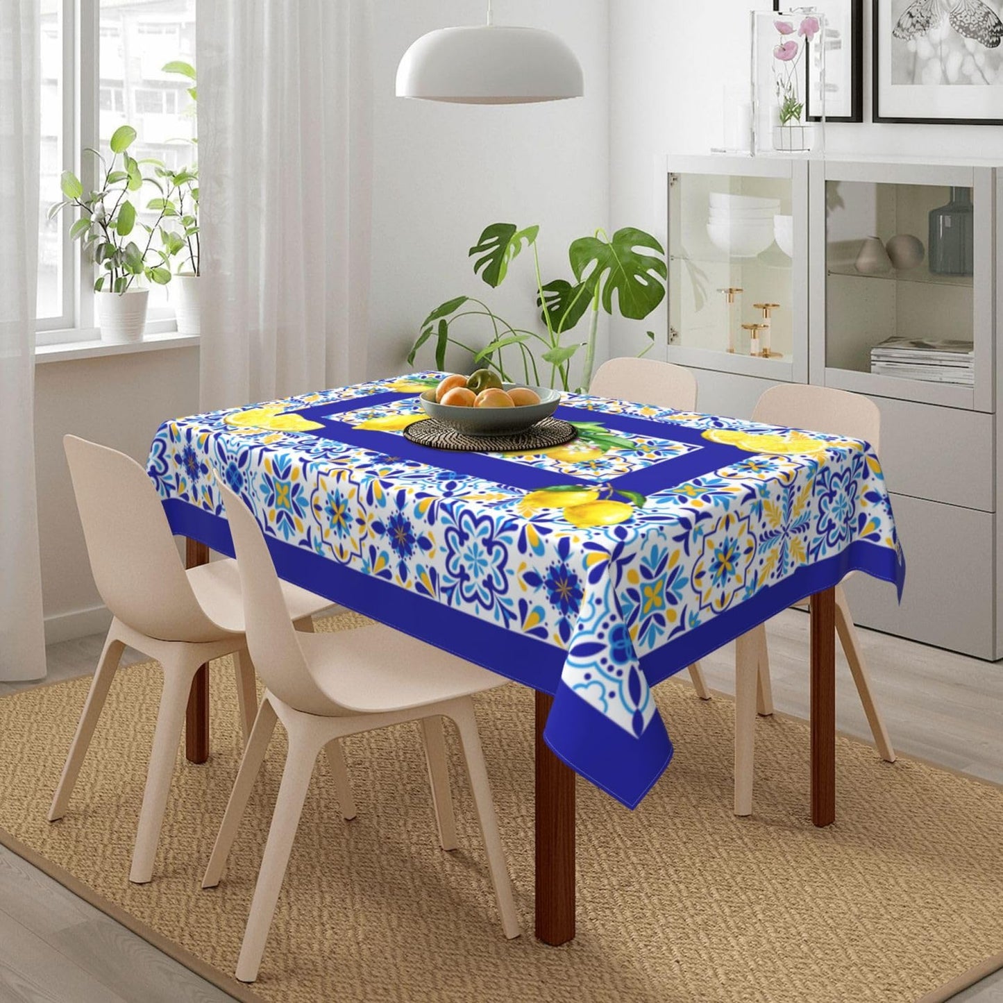 mutakin Lemon Rectangle Tablecloth Washable Table Cloth 60x90 Inch Table Cover Waterproof for Decoration Kitchen Dining Room