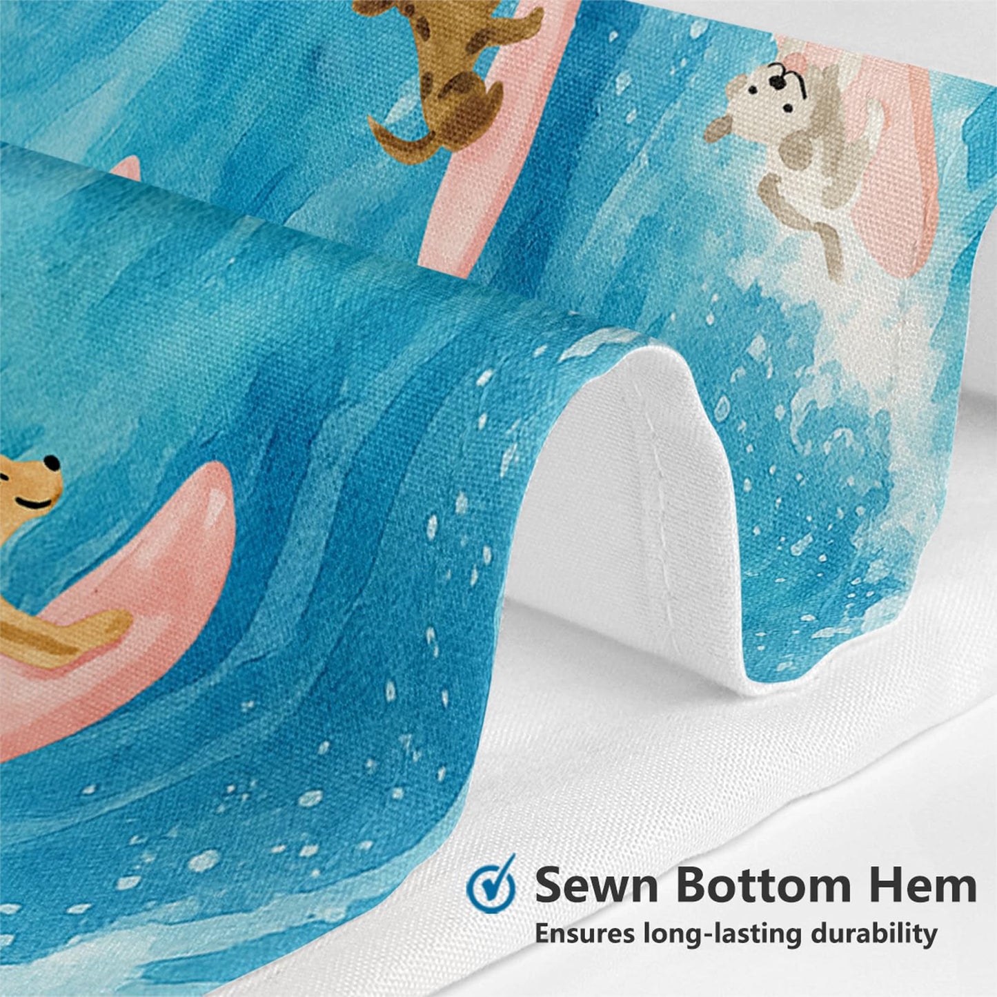 MEHOFOND Cute Dog Shower Curtain Funny Surfing Dog Summer Shower Curtain for Bathroom for Kids Kawaii Cartoon Pet Animal Ocean Bathtub Home Decor Fabric Waterproof Washable Bath Curtain 72x72 Inch