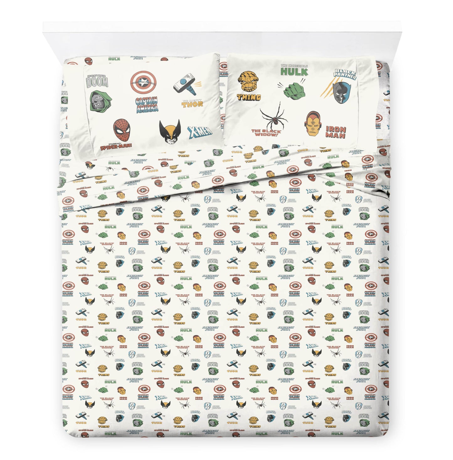 Jay Franco Kids Comforter Set Includes Sheets and Pillow Covers - Soft and Cozy Bed Set for Stylish Room Decor, Official Licensed Bedding, Gray - Marvel Comics, 7 Piece Full