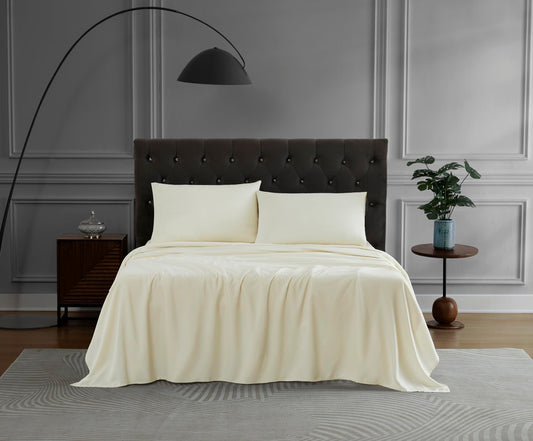 King Size Fresh Ivory 4-Piece Microfiber Sheet Set - Soft & Cozy Hotel Luxury Bedding - Deep Pockets Fits Up to 14"- Wrinkle Resistant - Quick Dry - Oeko-TEX® Certified by Linen Closet