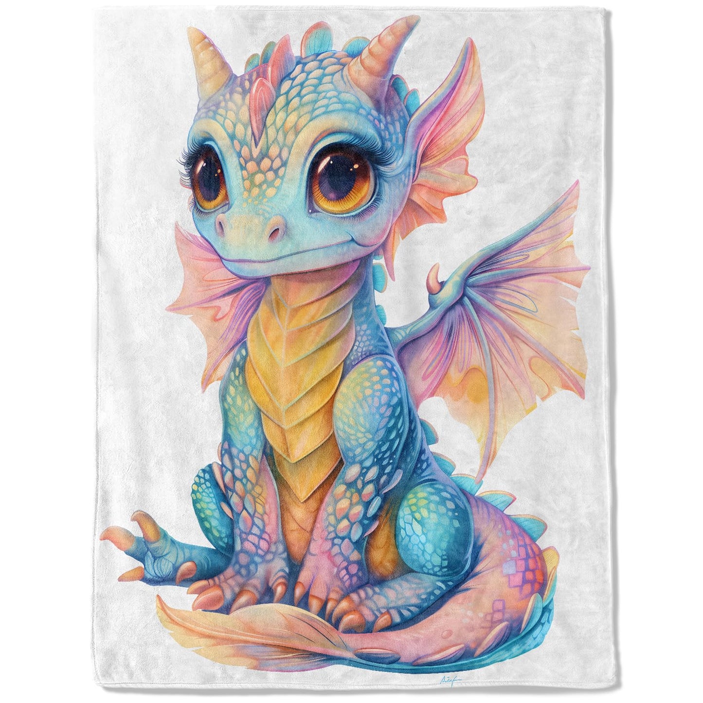 ainori Cute Dragon Flannel Blanket - Lightweight Soft Cozy Gifts Blankets for Animal Lovers, Kids, Women,Blue and Pink Art Style Throw,Elegant Home Room Modern Decor 50x60in