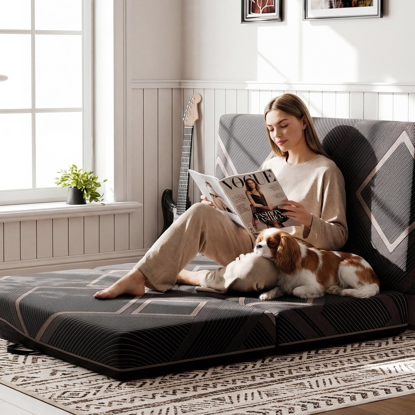 CozyMine Trifold Mattress Full Size - 4 Inch Foldable Memory Foam Mattress, Washable Cover and Non-Slip Design, Portable Folding Floor Guest Bed Camping RV Travel Pad, Easy to Store, 73" x 52" x 4"