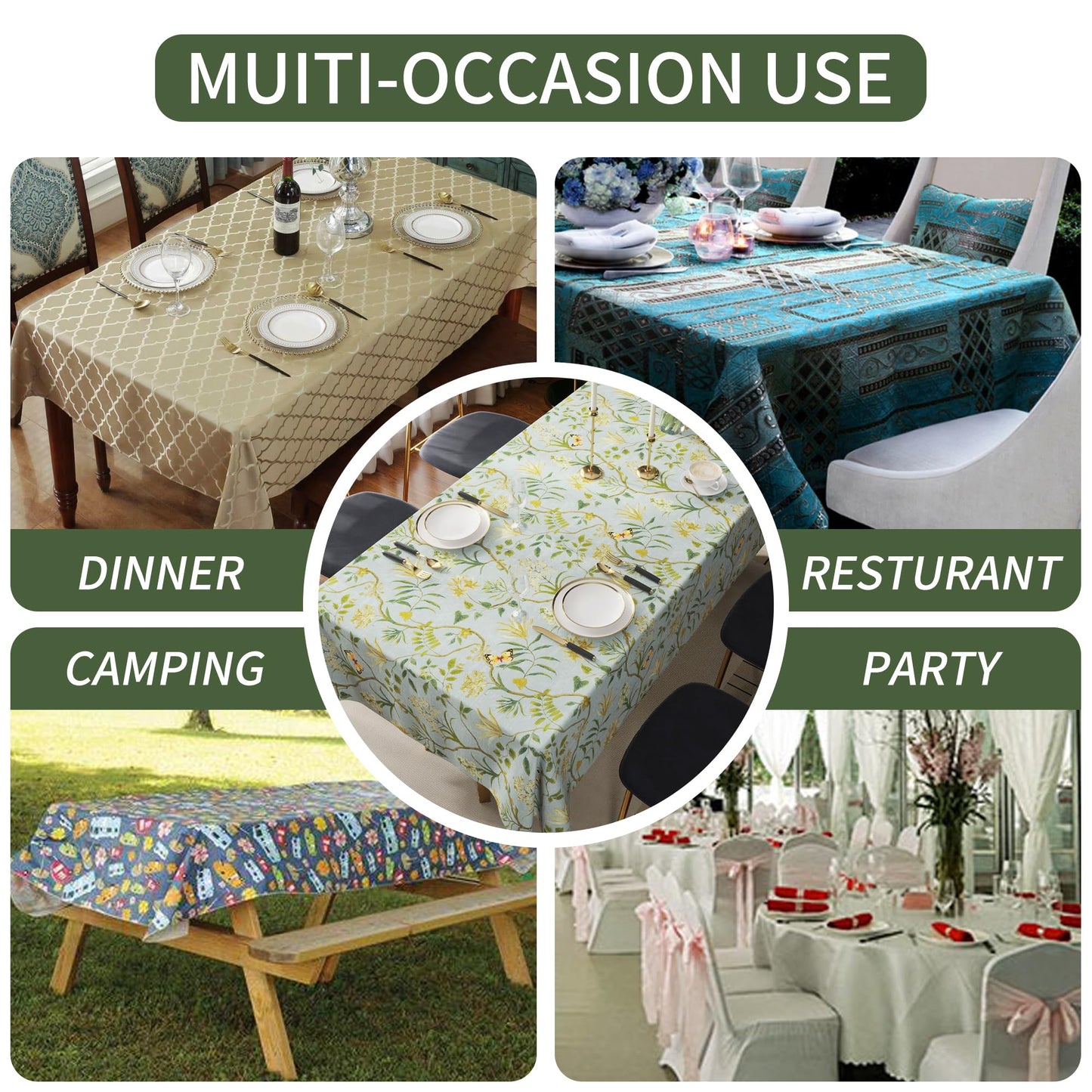 HOMOHEINI Rectangle Table Cloth,100% Waterproof Tablecloth Oil Proof Spill Proof Vinyl Table Cloth, Wipe Clean Plastic Table Cover for Dining, Camping, Indoor and Outdoor 52" x 70",Leaves