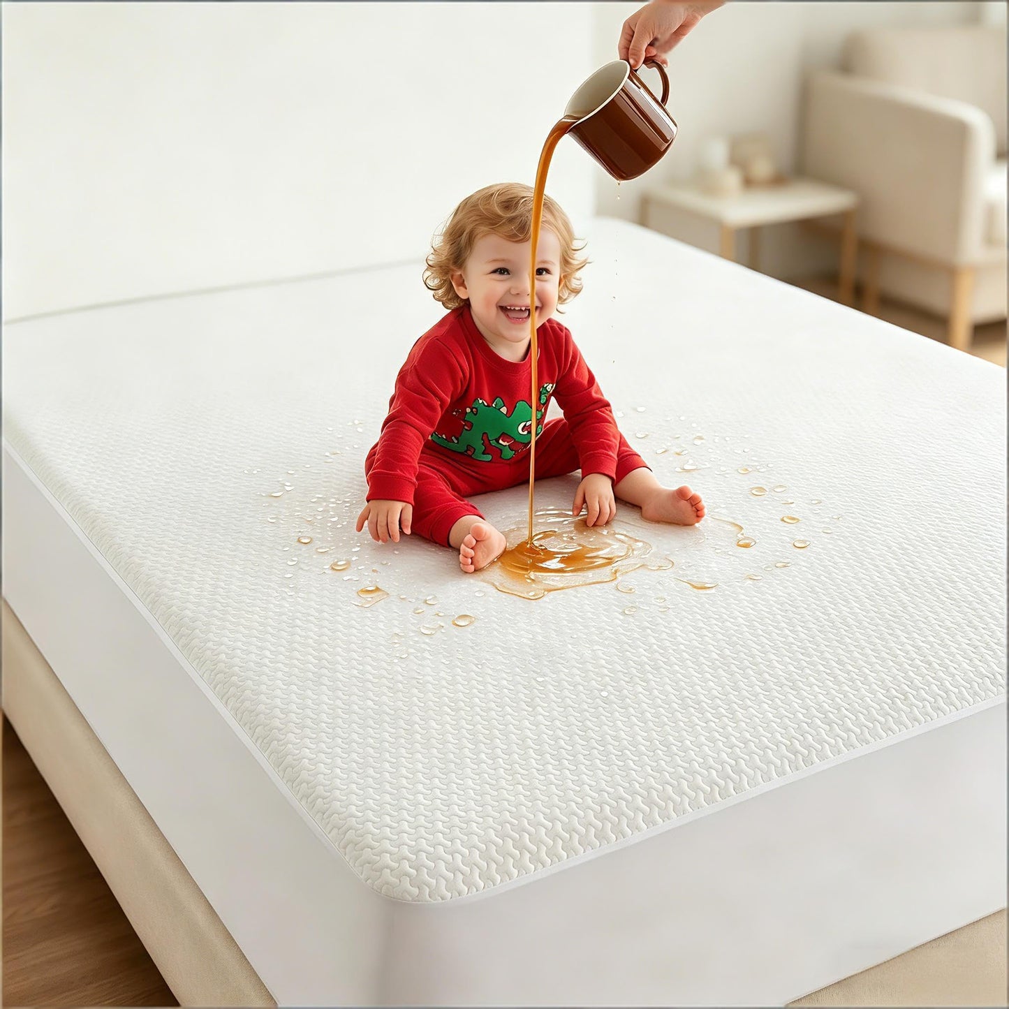 JOSOP 100% Waterproof Queen Mattress Protector,Breathable Cooling 3D Air Bamboo Viscose Mattress Pad Cover,6"-16'' Deep Pocket Fitted Sheet,Noiseless Machine Washable Queen Size Mattress Protector