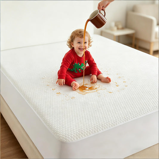 JOSOP 100% Waterproof Queen Mattress Protector,Breathable Cooling 3D Air Bamboo Viscose Mattress Pad Cover,6"-16'' Deep Pocket Fitted Sheet,Noiseless Machine Washable Queen Size Mattress Protector