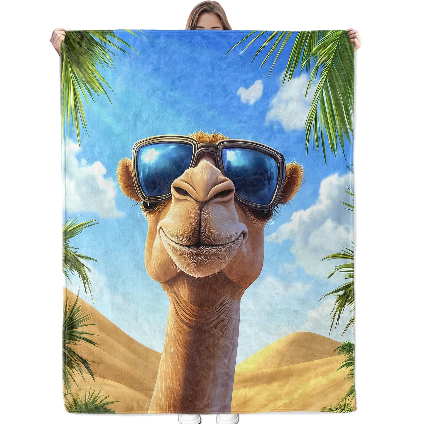 Bidesk Funny Camel Blanket Soft Cozy Throw Blanket for Adults Women Kids - Warm Yet Lightweight Flannel Blankets for Travel, Couch, Bed, Fuzzy Outdoor Comfort Wrap 60"×50"