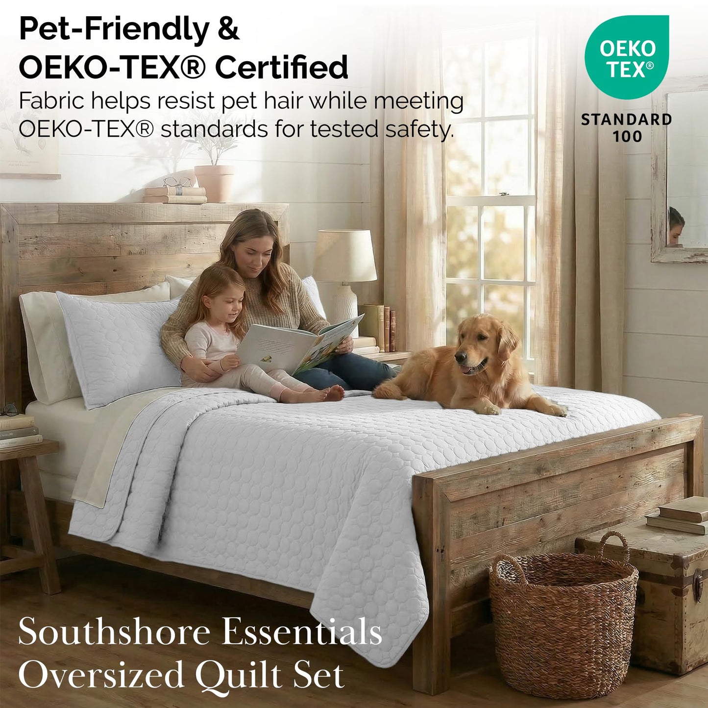 Southshore Fine Living, Inc. King Size White Quilt Bedding Set with 2 Pillow Shams, Quilted Summer Comforter, King Size, Light Weight Bedspread, California/King Quilt Coverlet, Bright White