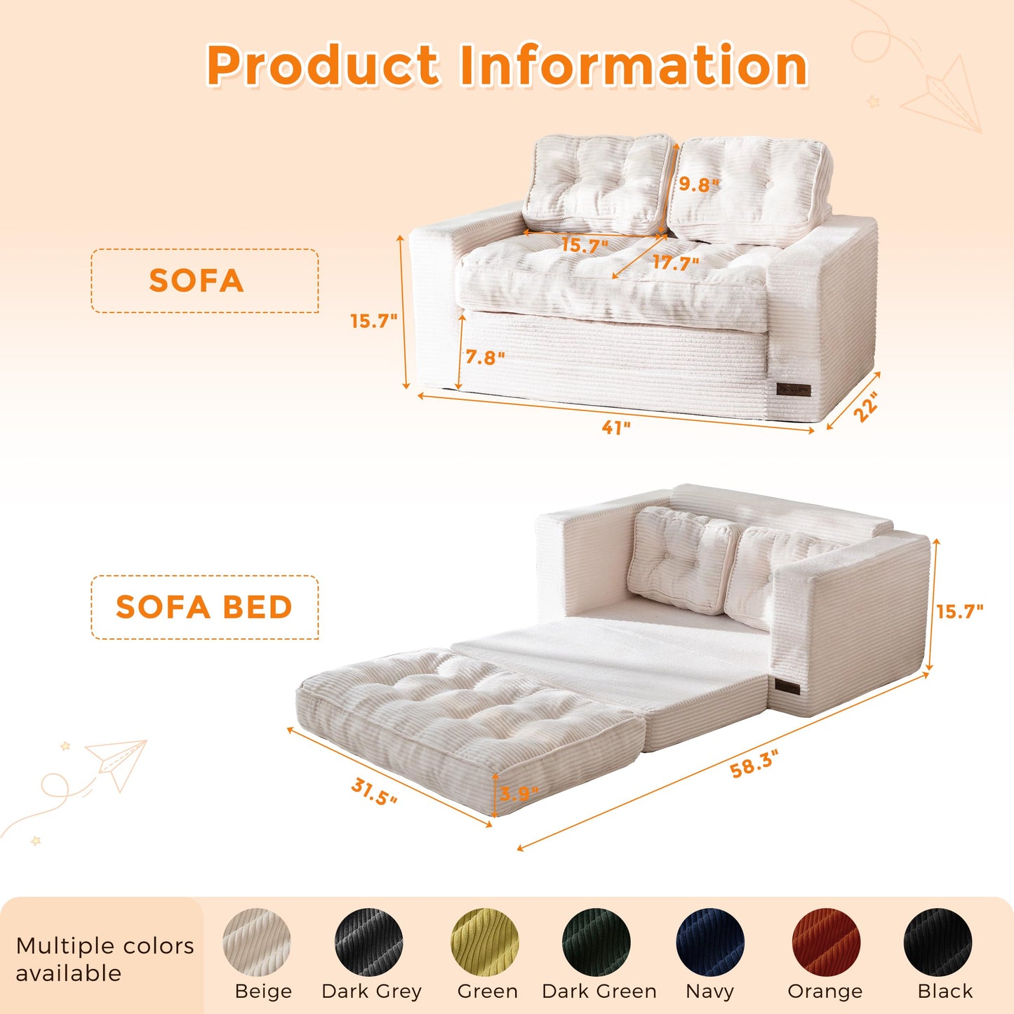 MAXYOYO Convertible Sofa Bed for Boys and Girls, Floor Kids Bean Bag Chair