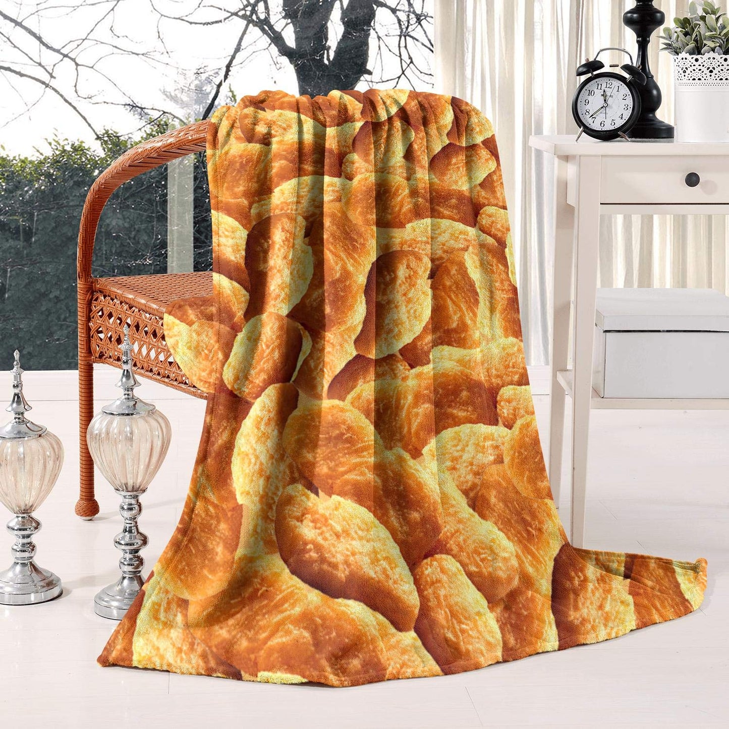 Chicken Nuggets Throw Blanket for Teens Boys Girls and Adults Soft Warm Cozy Funny Midweight Food Flannel Blankets for Couch Sofa Bed Camping Travel Home Decor 50" X 60"