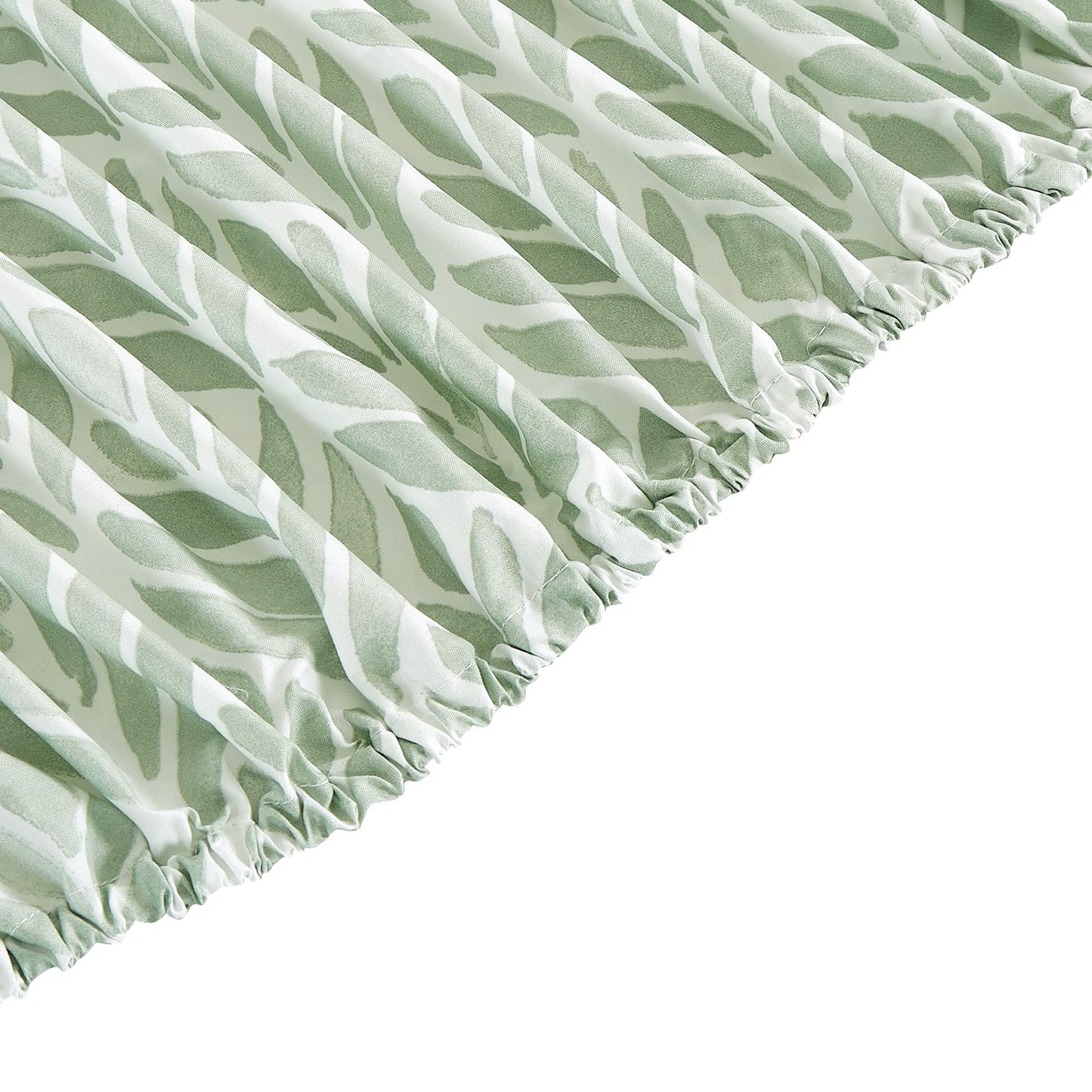 Chezmoi Collection Medina 4-Piece Tranquil Leaf Bed Sheet Set - Soft Green White Leaves Printed Microfiber 14-Inches Deep Pocket Sheets & Pillowcases Set, California King