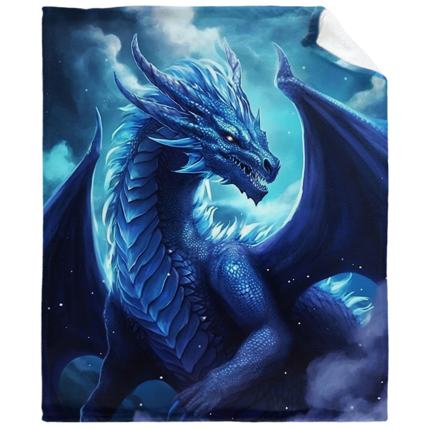 Blue Dragon Throw Blanket for Kids Dragons Lovers Boys Girls Under 15 Adults Woman Men - Flannel Fuzzy Soft Dragon Print Merchandise Lap Blanket Sheets Gifts - 50"X40" Decor for Living Room Sofa Couch