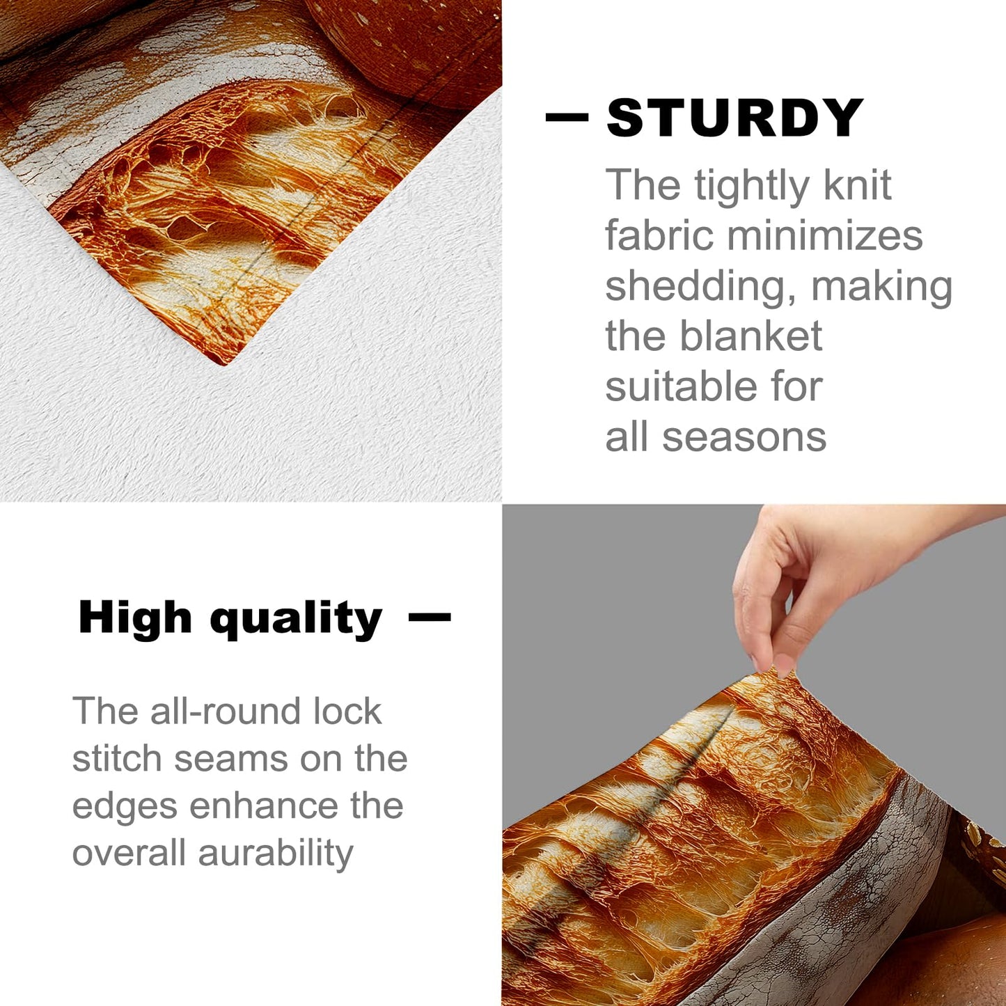Bread Blanket for Women Adults, Flannel Bread Blankets Gifts, Bread Throw Blanket for Sofa Bed Living Room Soft Warm Cozy Bread Decor 50" x 60"