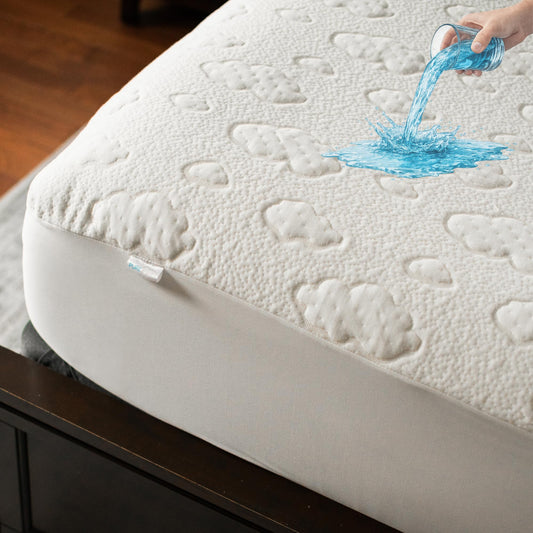 PUREgrace Queen Mattress Protector – Cooling Eucalyptus Tencel Fiber, Quiet Waterproof Mattress Pad Cover with Deep Pockets and Corner Safety Straps, Breathable Ultra Soft Luxury Fit