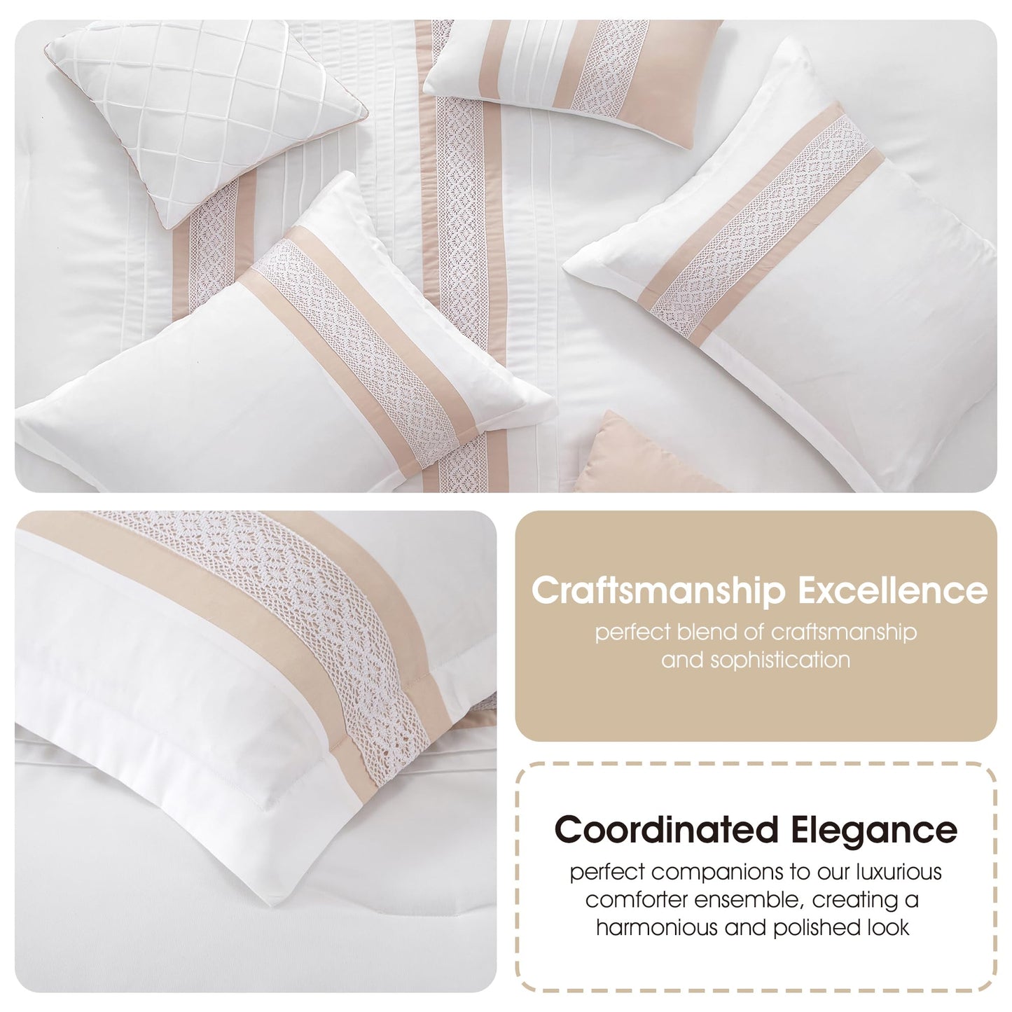 Stratford Park Striped 7 Piece Pink White Comforter Set, Queen Size Microfiber Bedding, All Season Bedding Set, Bed Skirt, Pillows & Shams