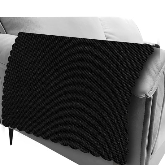 HAPLIFEZ Sofa Arm Covers, Non Slip Washable Couch Armrest Protectors Set of 2 - Linen Fabric Pet Proof Furniture Covers for Recliner, Sectional, L Shaped Couches, 18x24 Inch, Wavy Border, Black