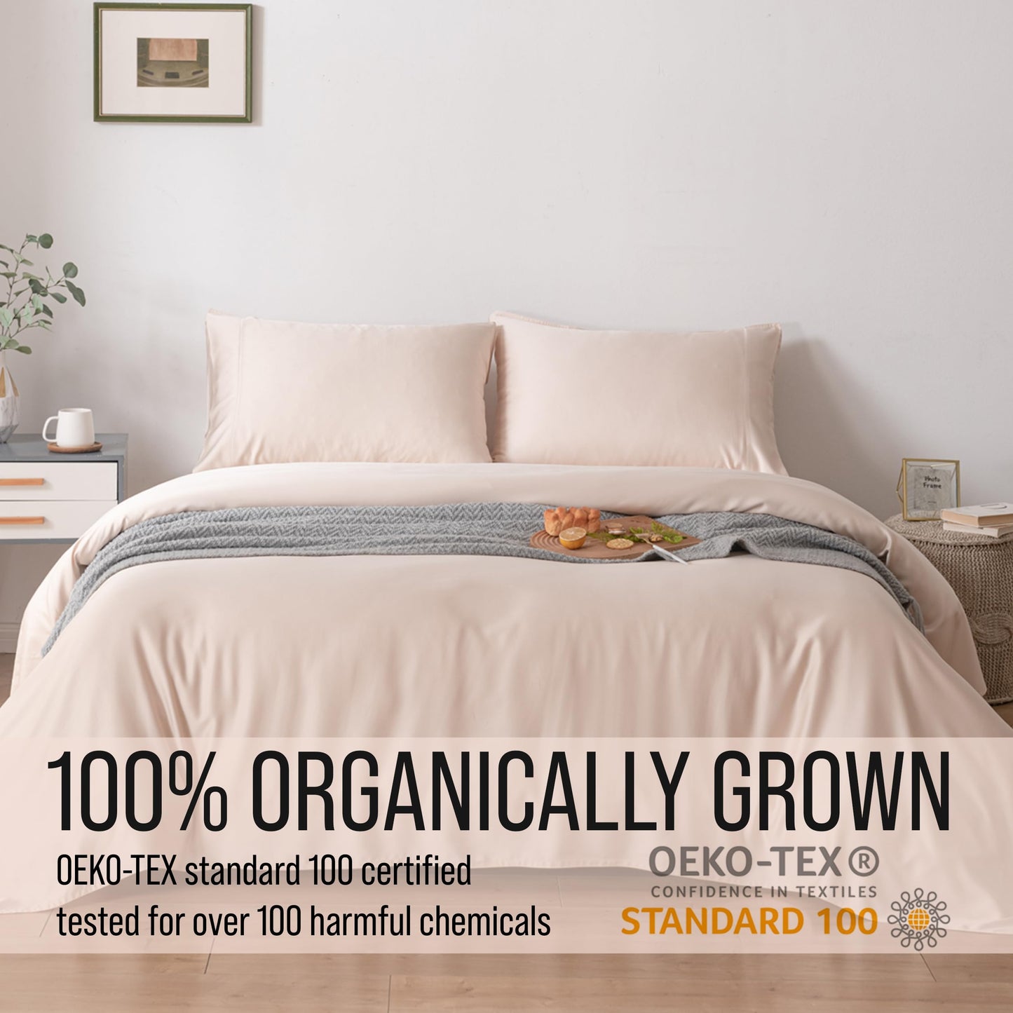 Bella Coterie Luxury Bamboo Viscose King Size Sheet Set | 100% Organically Grown | Ultra Soft | Cooling for Hot Sleepers | 18" Deep Pocket [Champagne]