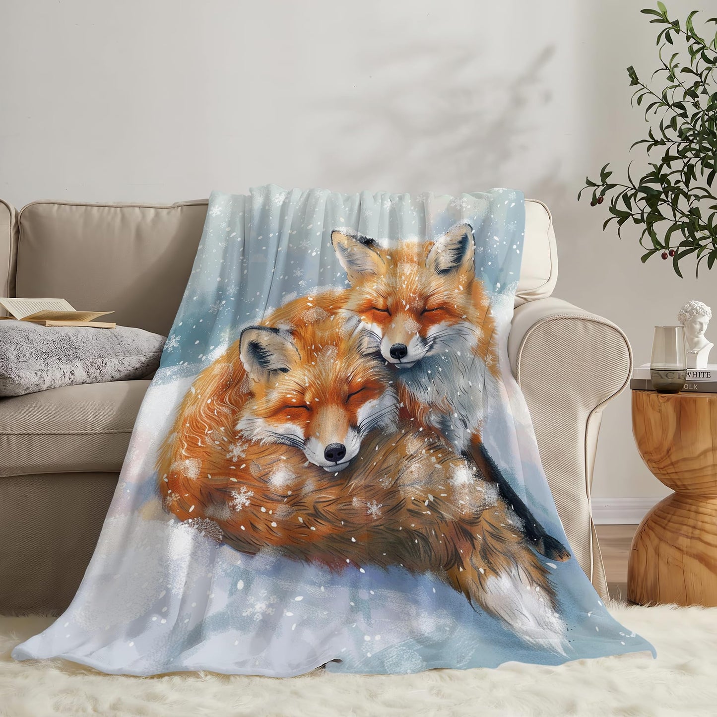 Fox Throw Blanket - Cute Animal Blanket for Girls, Women, Men & Boys - Soft, Warm, Cozy Fleece Blanket for Couch, Sofa, Bed - 50"x40"