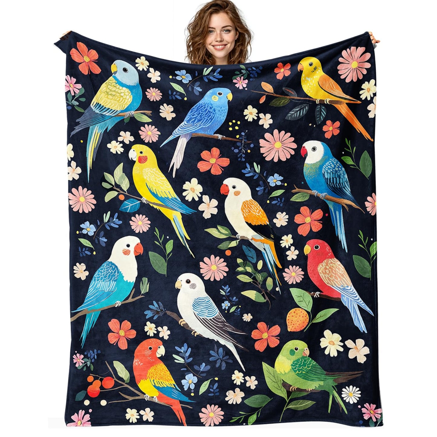 Cockatiel Blanket Cockatiel Parrot Bird Fleece Throw Blanket Super Soft Fuzzy Plush Cozy Warm Parrot Decor Stuffed Bedding Blankets Gift for Boys Girls Men Women Kids & Adult 50"x40"