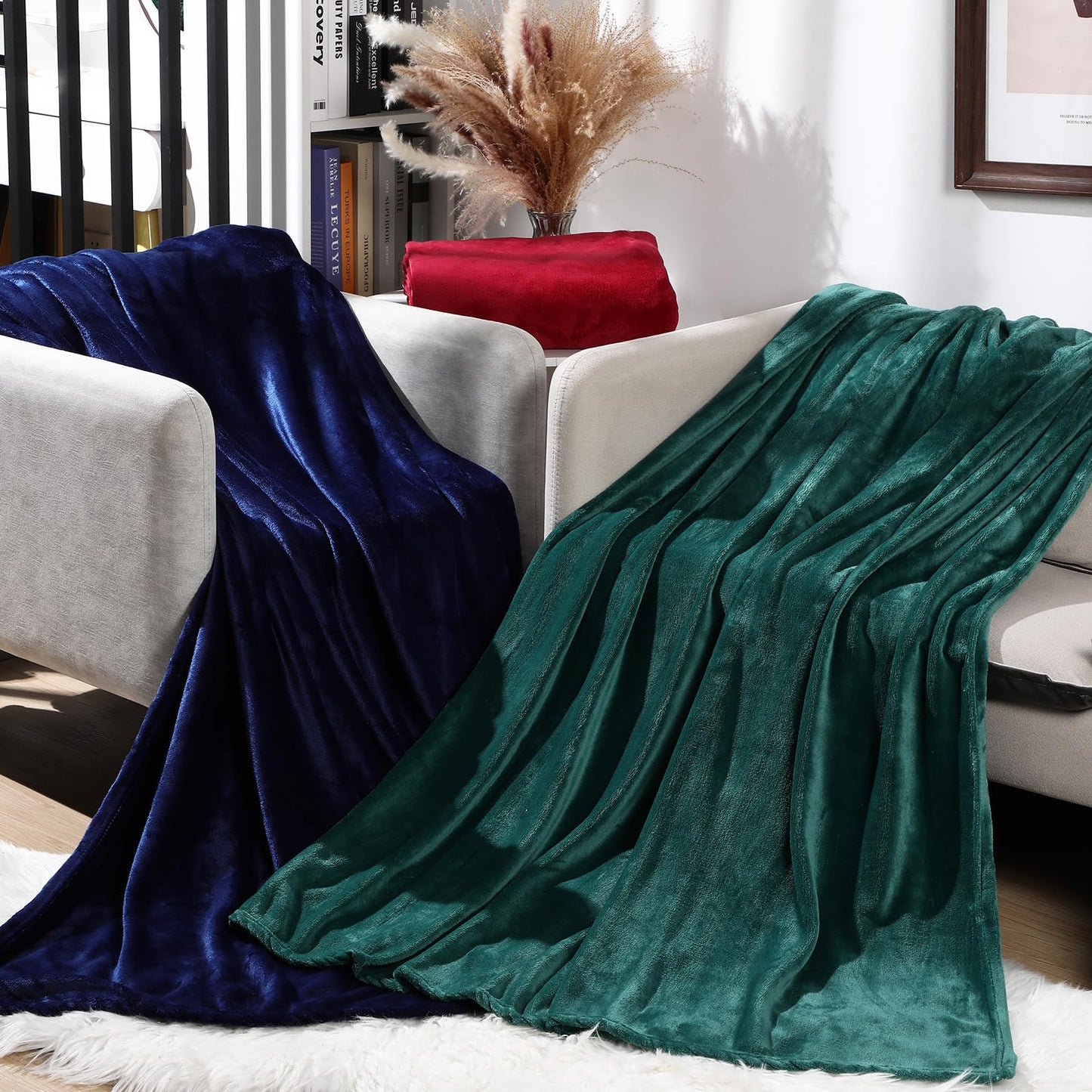VitalCozy 6 Pcs Fleece Throw Blankets Bulk 60" x 80" Extra Large Lightweight Fuzzy Flannel Plush Blankets for Couch Home Living Room Sofa Bed (Classic,Classic Color)