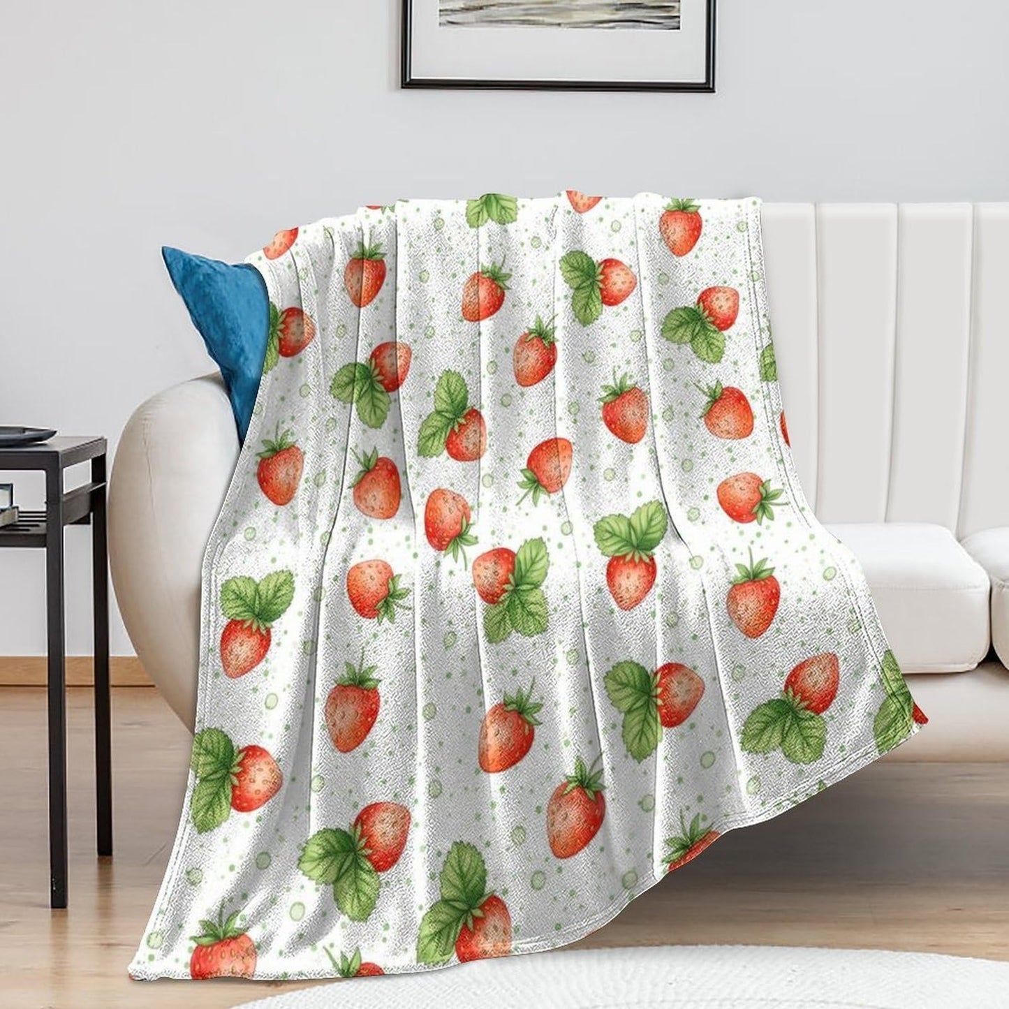 Meaudiwes Fashion Blanket Carpet, Flannel Blanket Winter Warm Blanket for Women Men Compatible with Strawberry Fruit