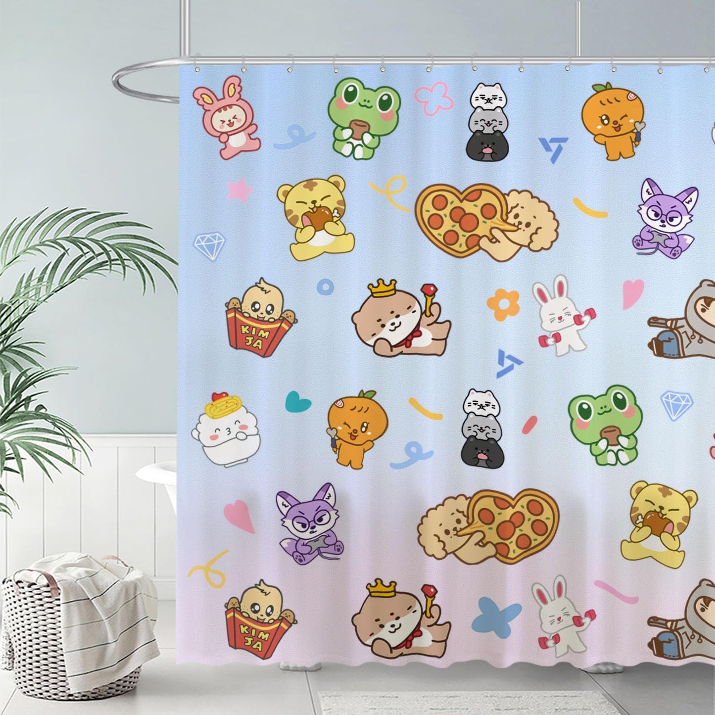 Funnytree Korea Music Cute Performance Teamwork Energy Youth Shower Curtain 72"x72" - Waterproof Fabric Bathroom Decor for Women Teens Girls Fans Daughter, Easy Care Washable (Hooks Not Included)