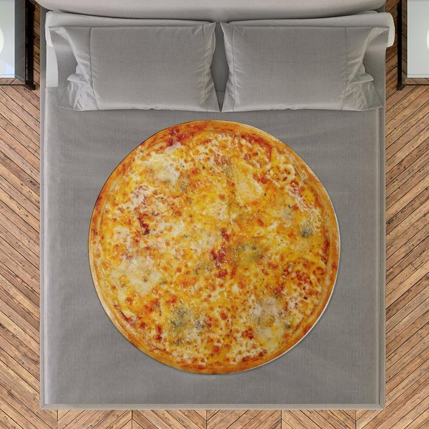 Ubnlkto Pizza Throw Blanket, Round Funny Food Blanket for Adults & Kids, Realistic 60