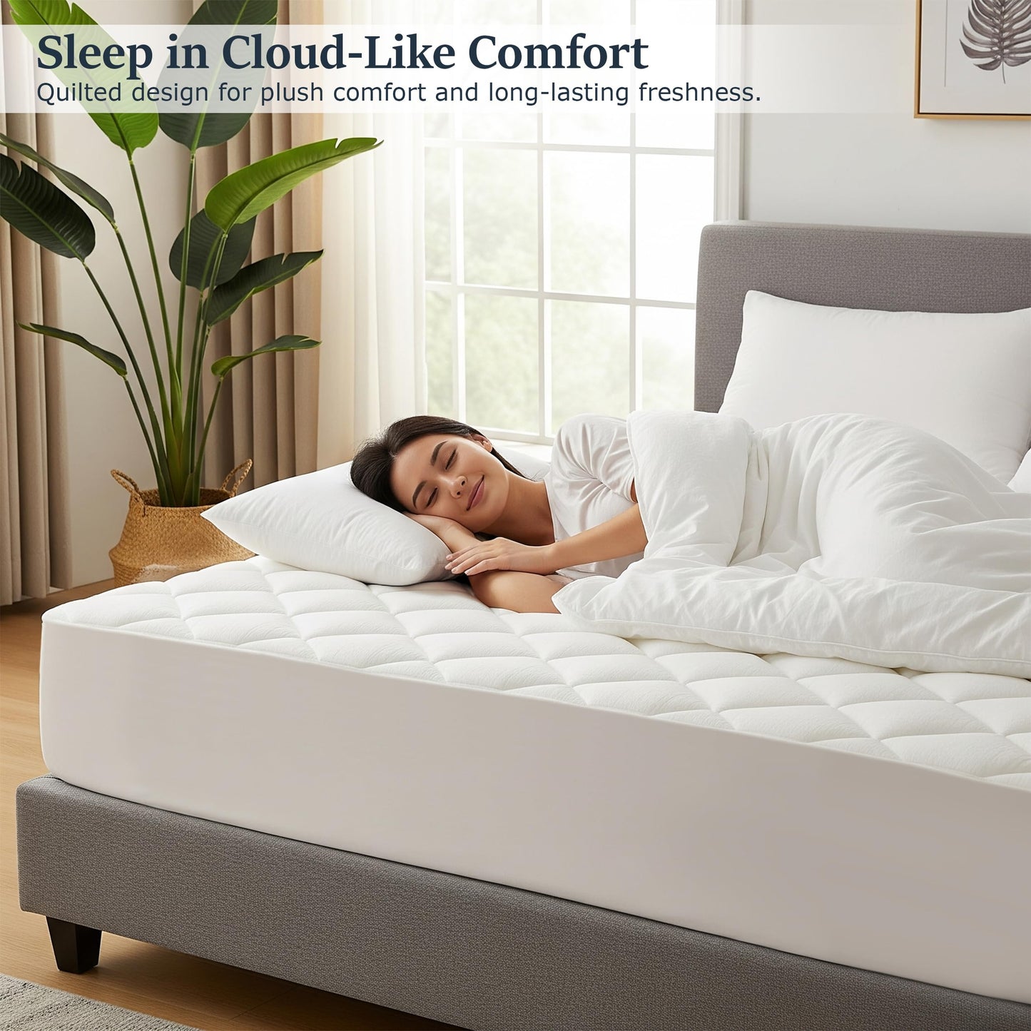 LUX Décor Full Size Mattress Pad - Quilted Elastic Fitted Mattress Cover Protector Upto 16 Inches Deep Pocket - Soft Breathable Noiseless Mattress Topper (54 X 75)
