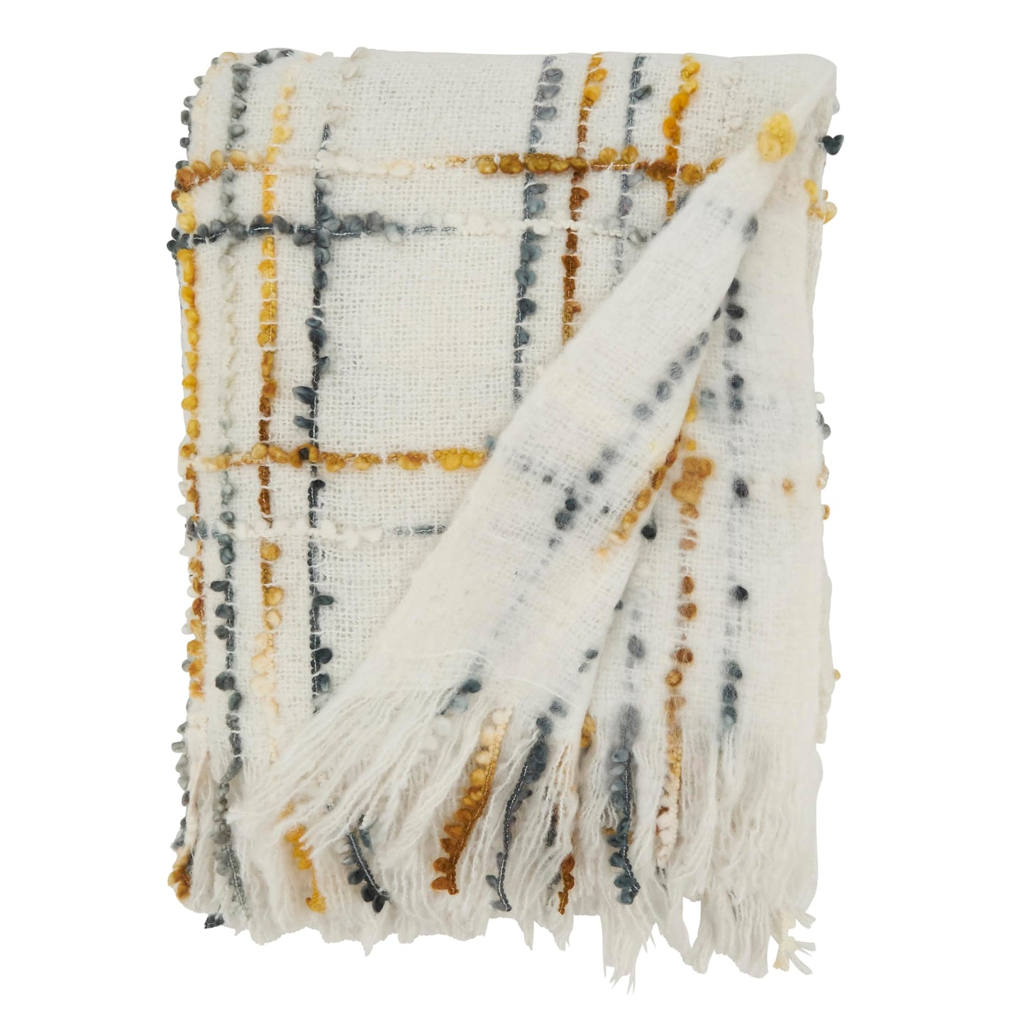 SARO LIFESTYLE Cozy Crosshatch Knit Fringed Throw