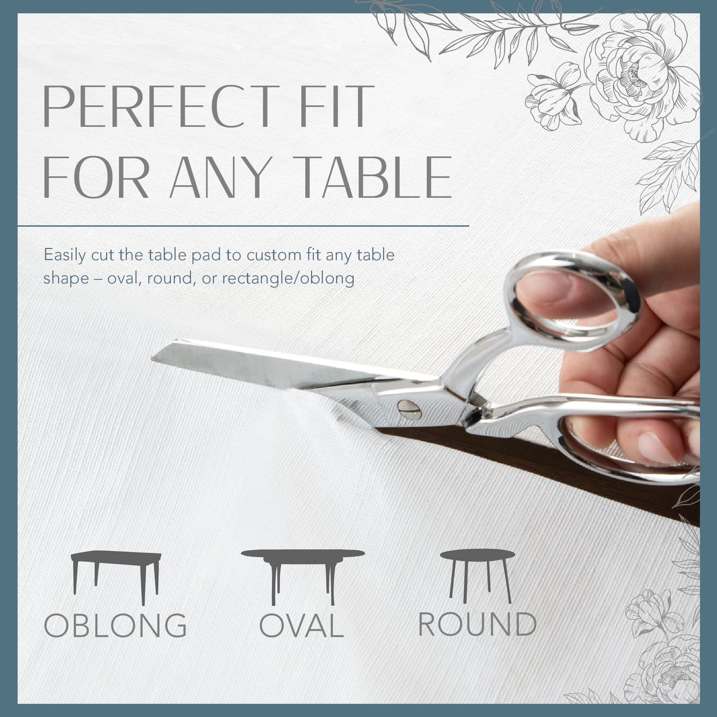 Threadmade Embossed Vinyl Cushioned Flannel Backing Tablepad, White - 52" W x 120" L