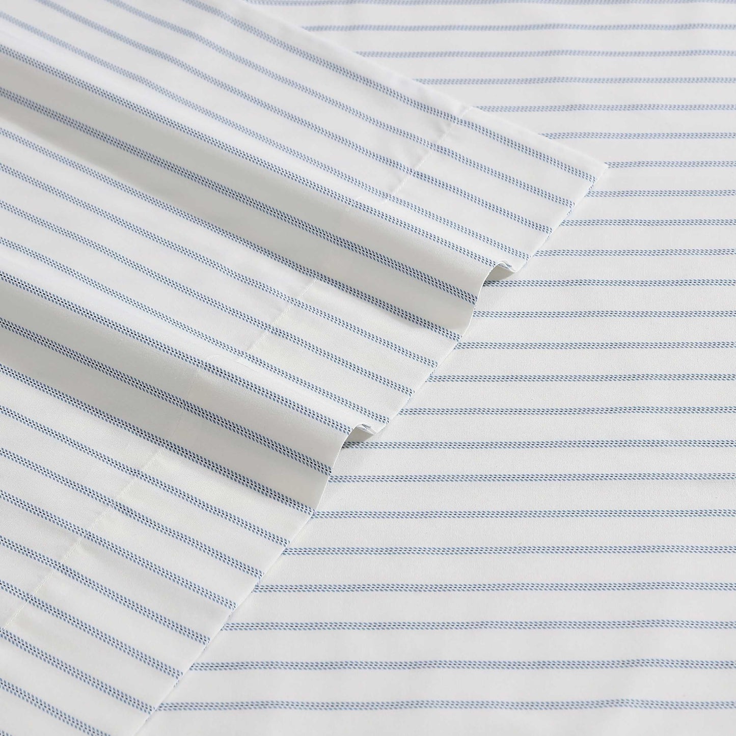 Eddie Bauer - Twin Size Sheet Set, 100% Cotton Percale Bedding, Crisp & Breathable Bed Sheets with Pillowcase, Fully Elastic Fitted Sheet, Deep Pocket Fit (Essential Stripe)