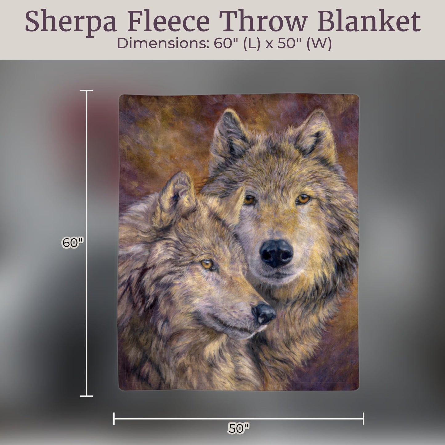 Sherpa Fleece Throw Blanket - Wolf Print Pattern, Lightweight Hypoallergenic Bed or Couch Soft Cozy Plush Blanket for Adults and Kids by Lavish Home