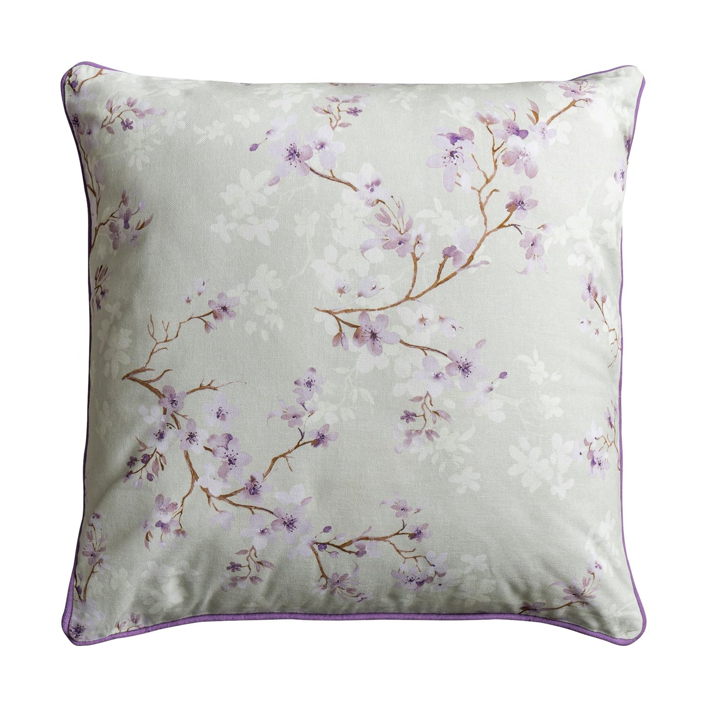 Maison d' Hermine Decorative Pillow Covers 18 x 18 inch Square 100% Cotton Throw Pillow Covers with Invisible Zipper for Living Room Couch Chair Sofas Spring Summer (Blossoms in Spring - Lavender)