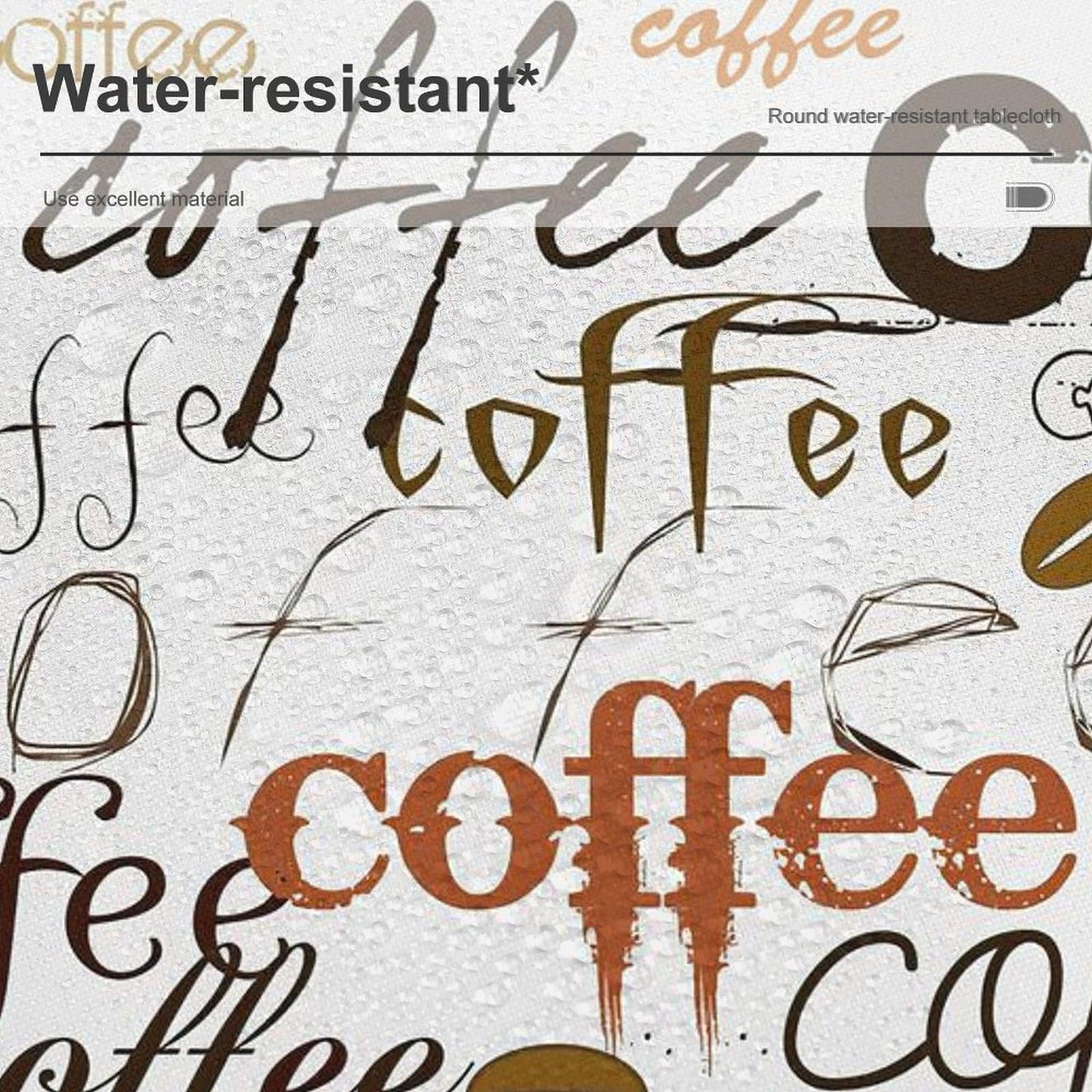 GoDazzling Coffee Kitchen Round Tablecloth, Coffee Theme Farmhouse Cafe Modern Tablecloth for Home Party Dining Room Kitchen Decor 36Inch(90cm)