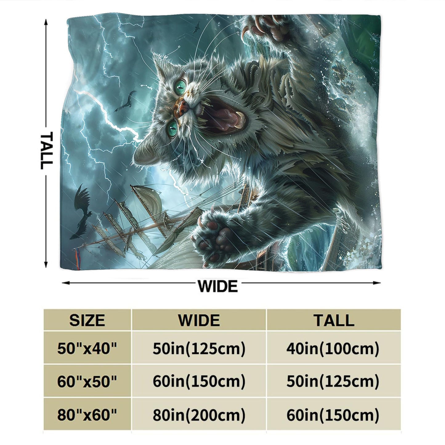 Funny Cat Blanket Nautical Boat Throw Blanket Ocean Gifts and Decor Cat Blanket for Girls Boys Women Men Kids Adults Soft Warm Cozy Fleece Blanket for Couch Sofa Bed 50"x40"