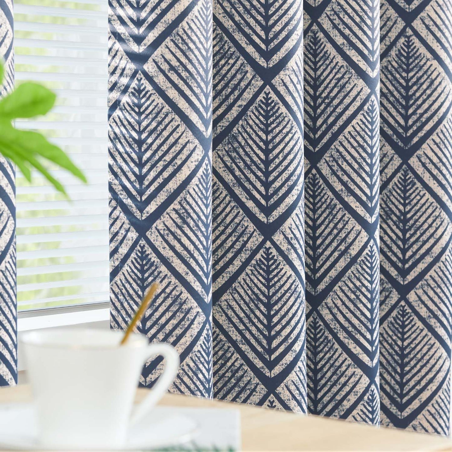 jinchan 80% Blackout Curtains for Living Room, Geometric Patterns Drapes for Bedroom, Window Treatments for Room Darkening, Grommet Top Thermal Insulated Curtains 84 inch Length 2 Panels Set, Blue