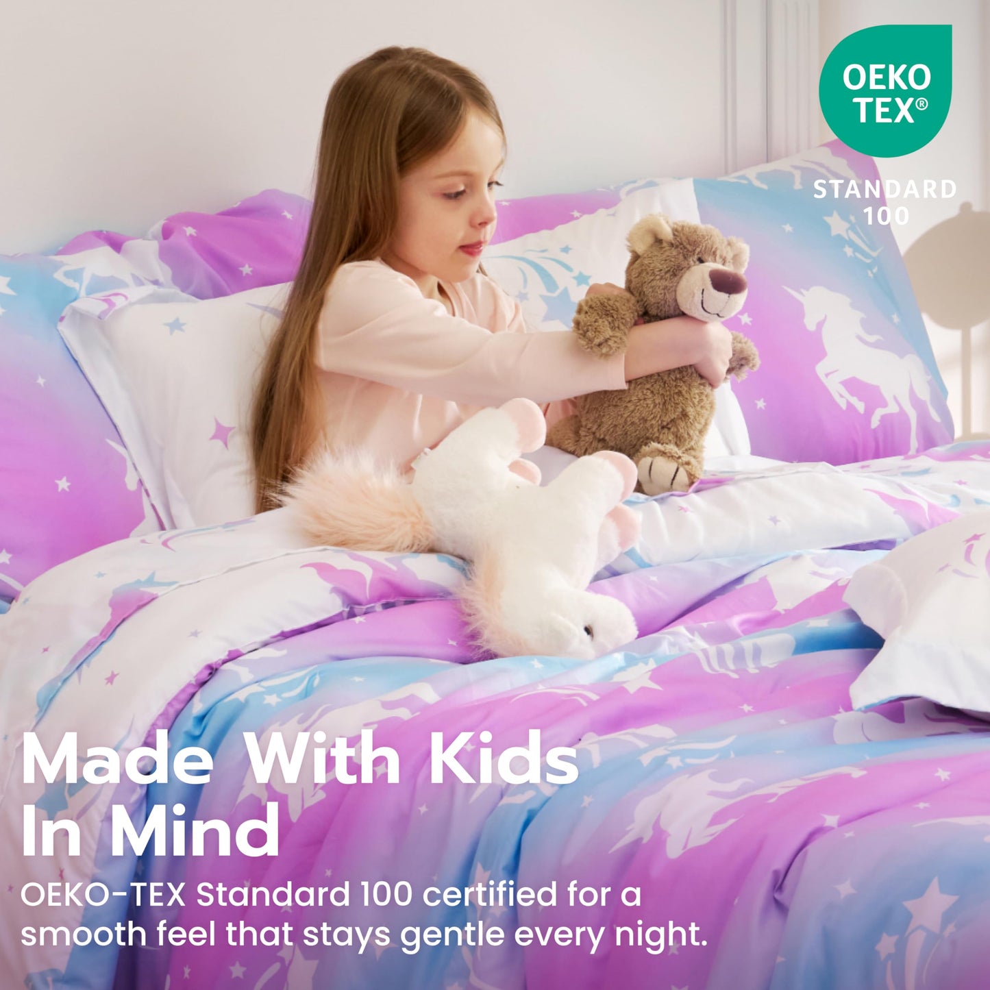 Joiedomi Kid Twin Comforter Set 5 Piece Dream Unicorn Bedding Set for Boys Girls Super Soft Microfiber Bed in a Bag with Comforter Sheets Pillowcase Sham
