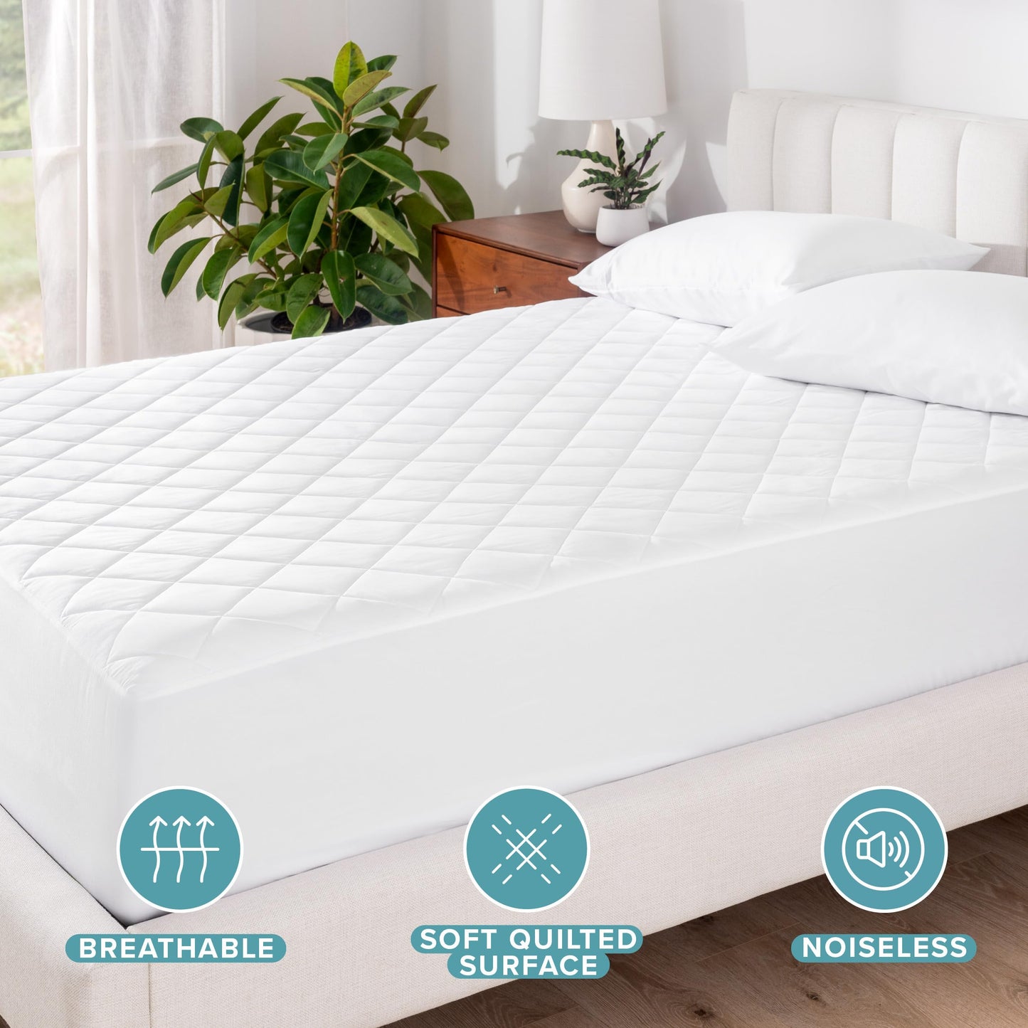 Bare Home Waterproof Quilted Mattress Protector (King) - Cooling Mattress Pad - Protects Against Spills - Easily Washable - Elastic Fitted Mattress Cover - Stretch-to-Fit up to 15 Inches Deep (King)