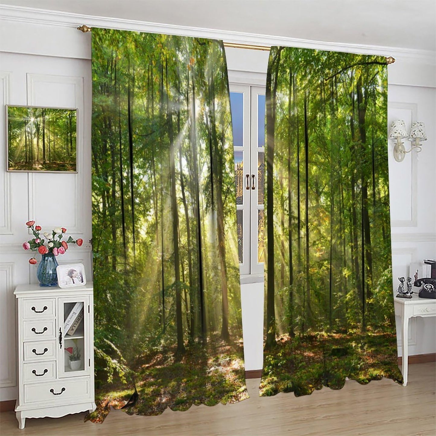 UFUH Nature Landscape Blackout Curtains,Spring Jungle Summer Sunshine Forest Land Scenery Window Treatments for Bedroom Living Room Kitchen,2 Panels Set Total Size 42 x 45 Inch