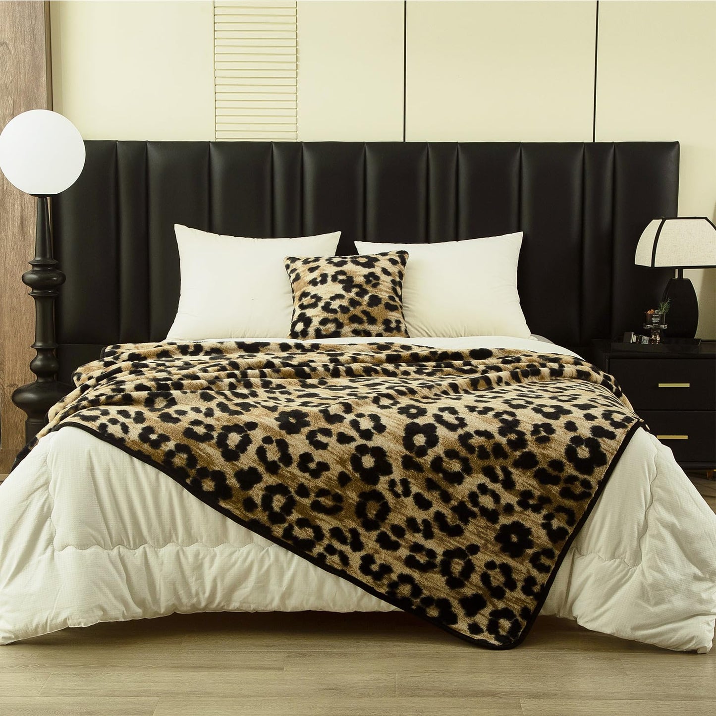 youlanhome Faux Fur Throw Blanket, Cozy Soft Plush Fuzzy Blanket for Couch Sofa Bedroom Living Room, 60x80 Inches Brown Leopard Print, Rabbit Fur Bubble Design
