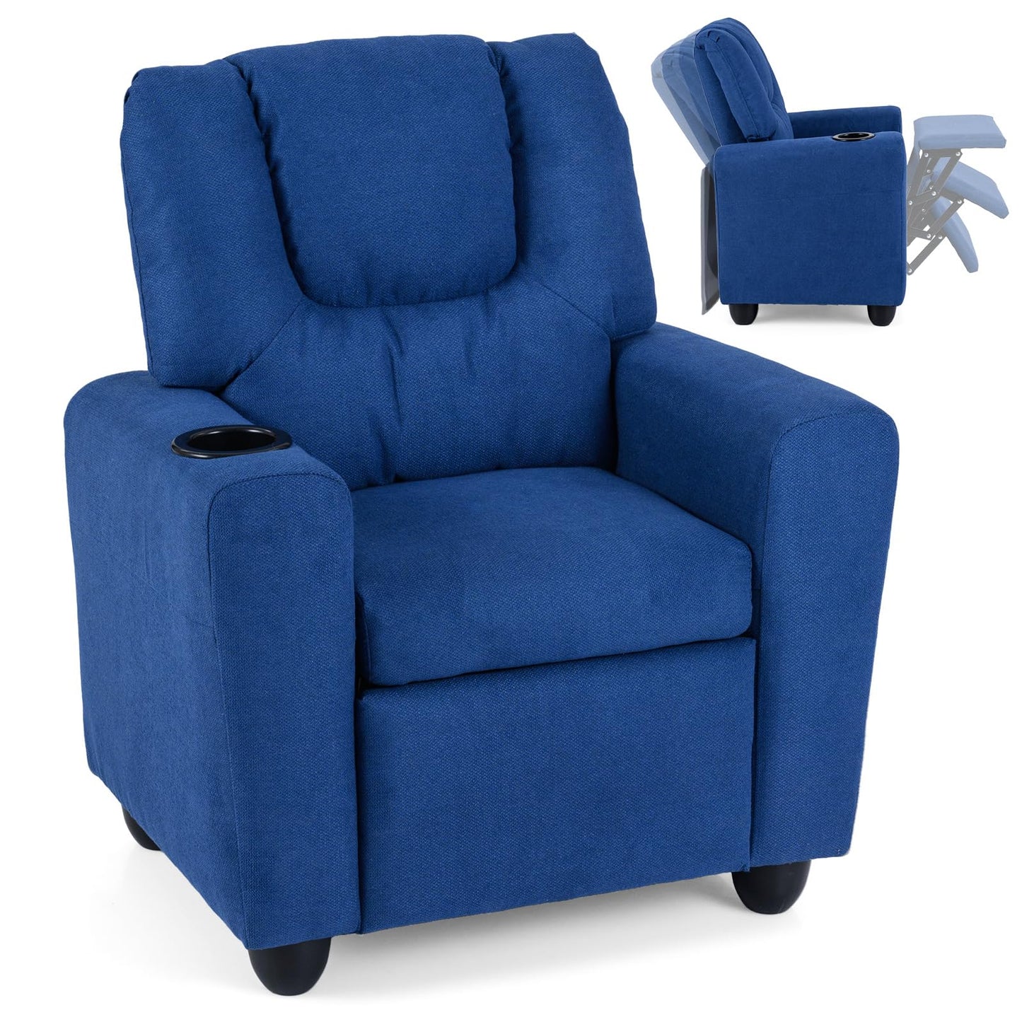 Costzon Kids Recliner Chair with Cup Holder, Toddler Adjustable Lounge Chair w/Footrest for Boys Girls Room, Ergonomic Baby Child Furniture Sofa for Age 3+ Gifts, Kids Mini Recliner up to 150 lbs