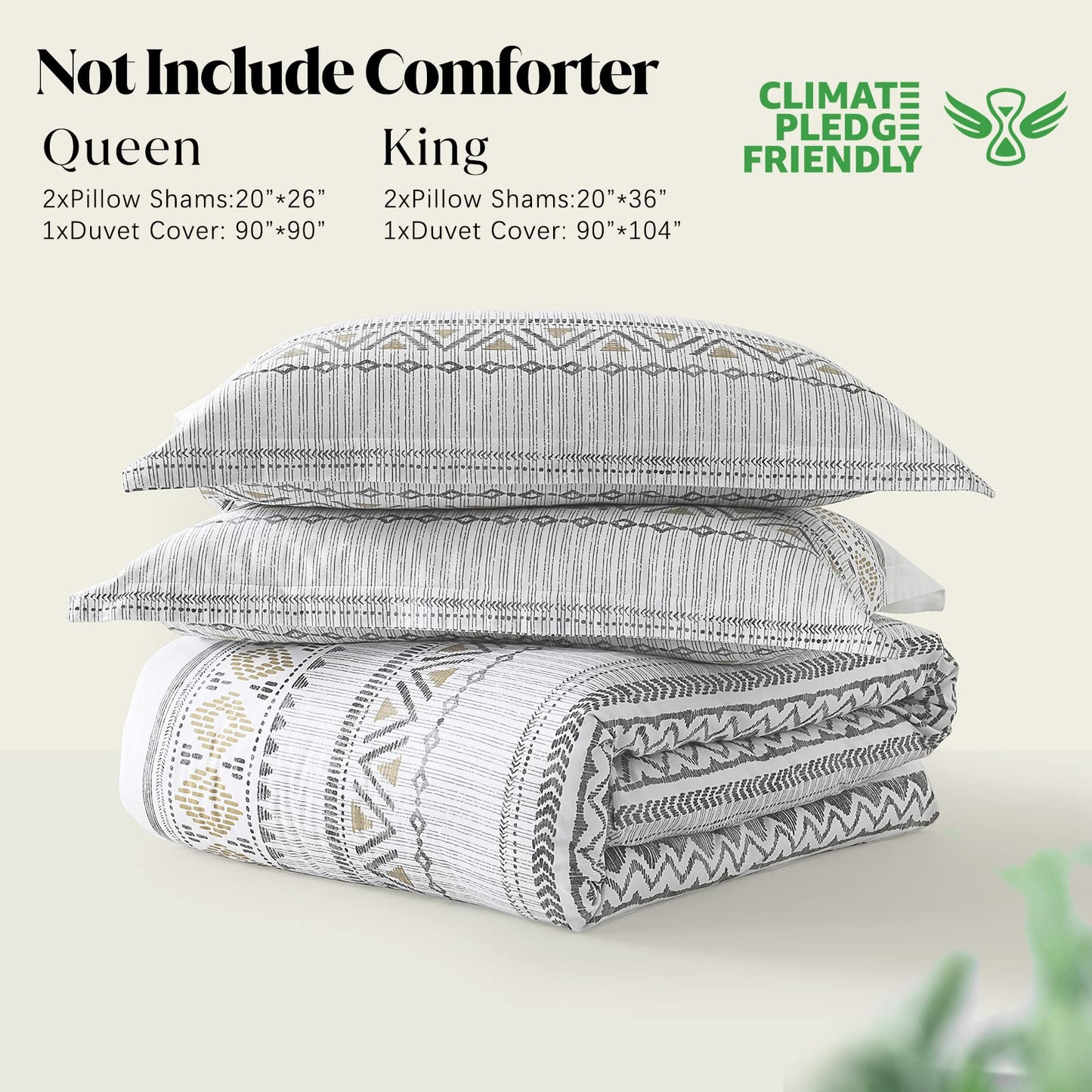 CozyDH Cotton Duvet Cover King - 100% Cotton 400TC Boho Aztec Duvet Cover King Size, Soft and Breathable King Duvet Cover Set for All Season, Bohemian Geometric 3pcs Bedding Set (King, 104"x90")