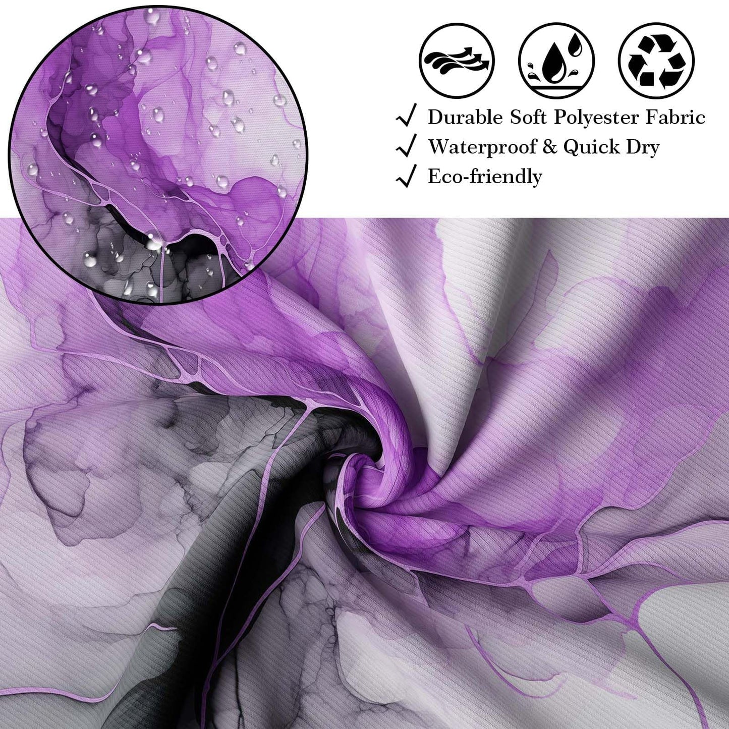 Lvetong Purple Marble Shower Curtain, 70 x 72 in