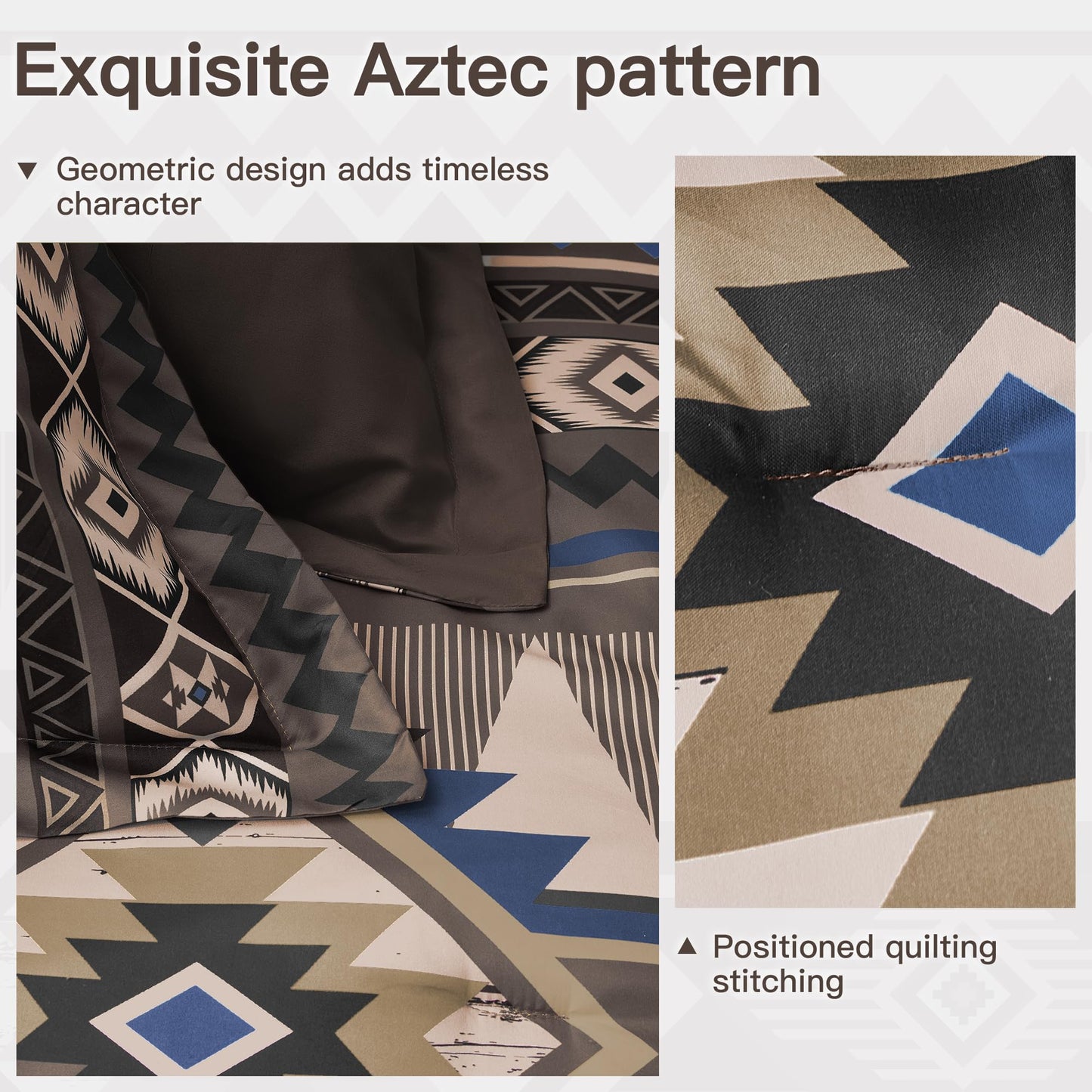Tyrot Dark Brown King Size Comforter Set – 3 Piece Boho Aztec Western Bedding Sets, Soft Lightweight Comforter for All Seasons, Southwestern Style, 1 Comforter & 2 Pillow Shams