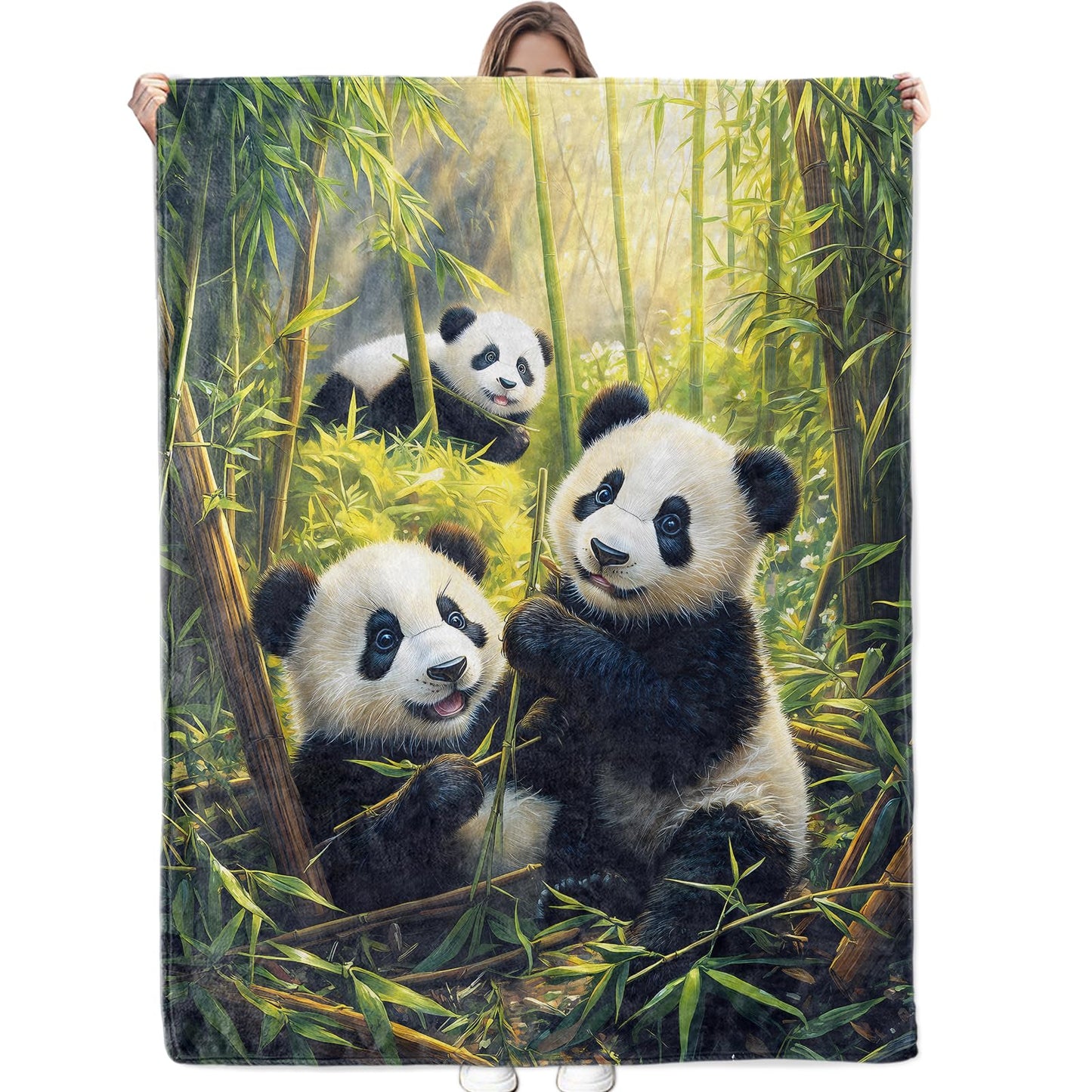 Bidesk Funny Panda Blanket Soft Cozy Throw Blanket for Adults Women Kids - Warm Yet Lightweight Flannel Blankets for Travel, Couch, Bed, Fuzzy Outdoor Comfort Wrap 60"×50"