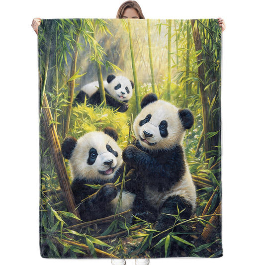 Bidesk Funny Panda Blanket Soft Cozy Throw Blanket for Adults Women Kids - Warm Yet Lightweight Flannel Blankets for Travel, Couch, Bed, Fuzzy Outdoor Comfort Wrap 60"×50"