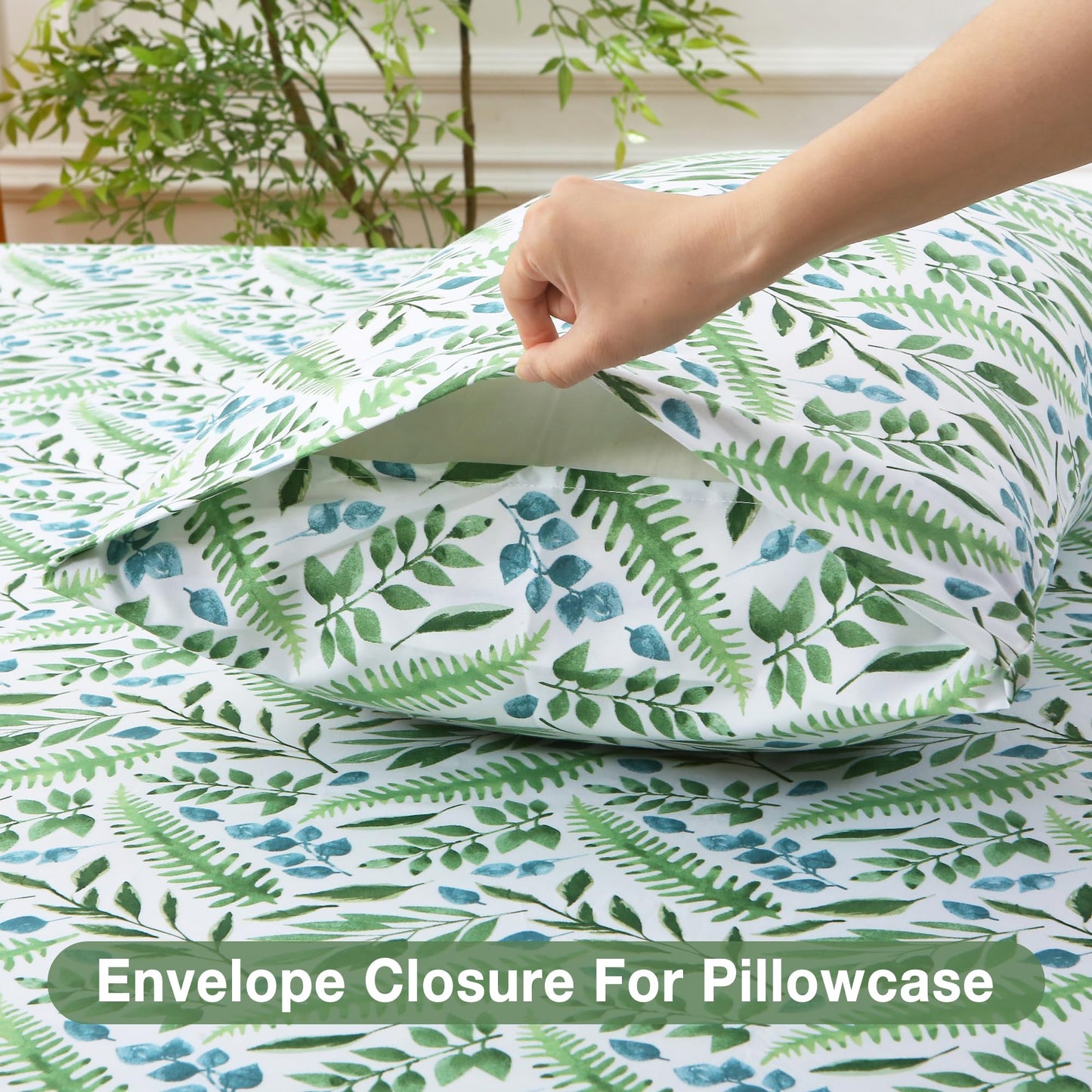 Viviland Full Bed Sheet Set - 4 Piece Double Brushed Microfiber Bedding - Deep Pocket Up to 15", Ultra Soft, Breathable & Wrinkle Resistant Skin-Friendly Cooling Sheets for Adult - Verdant Breath(F)