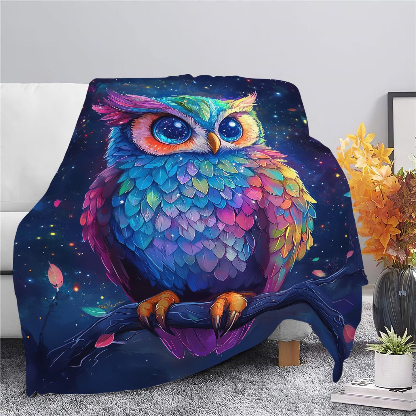 Owl Blanket Cute Owl Throw Blanket Gifts for Women Girls Men Boys Kids Adults Super Soft Cozy Plush Fluffy Fuzzy Fleece Blanket Decor 40''X50''